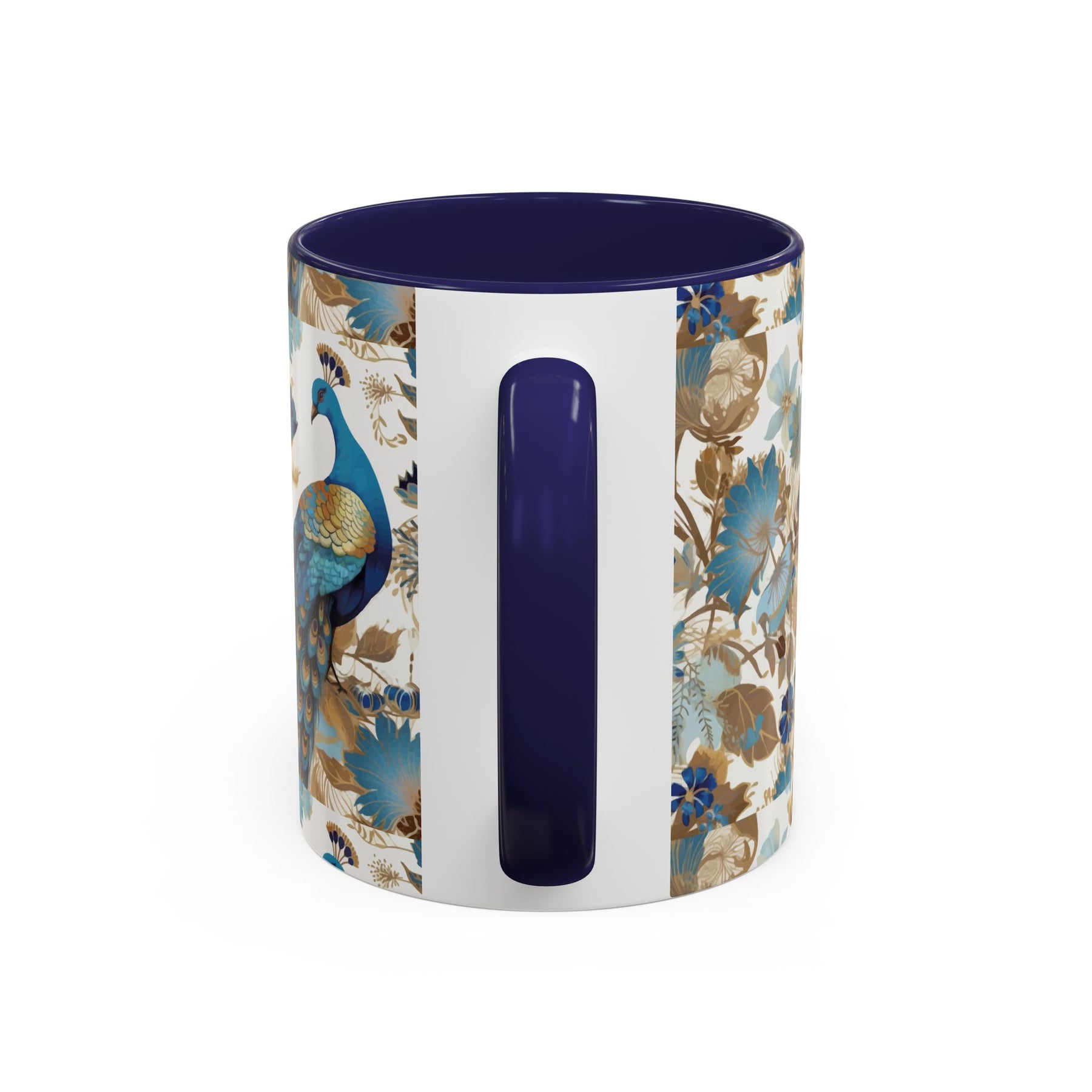 Elegant Peacock Ceramic Coffee Mug, Colorful 11oz & 15oz Custom Design - Ira World Art LLC