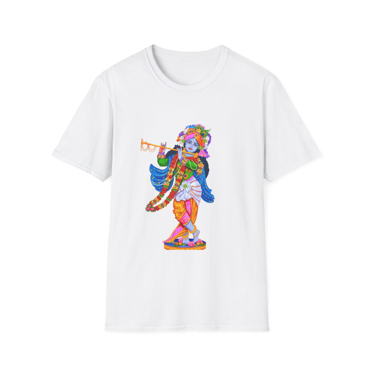 Krishana Tees - Spiritual Unisex Softstyle T-Shirt, Hindu God Tee, Religious Clothing, Meditation Shirt, Yoga Outfit - Ira World Art LLC