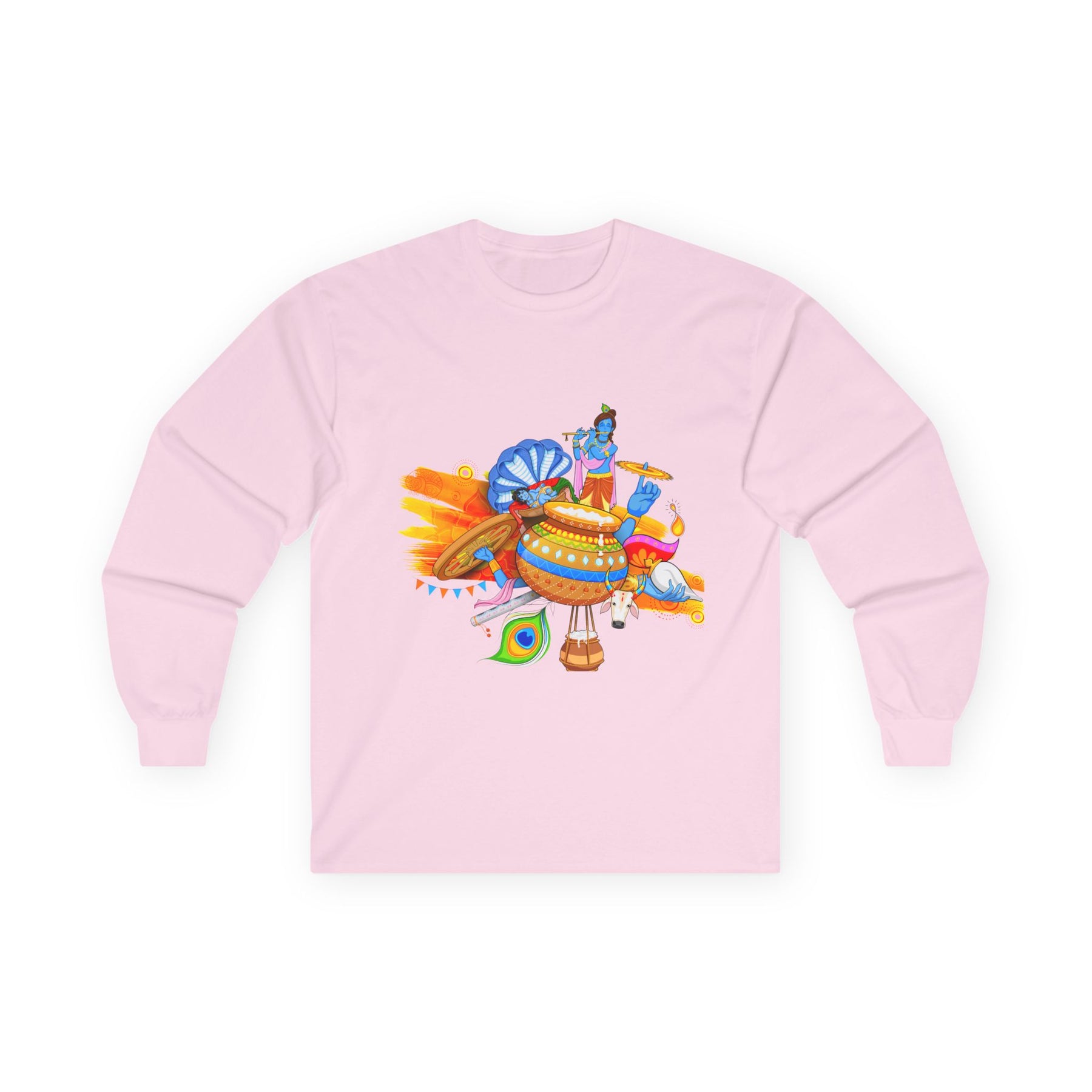 Krishan Full Sleeves Tee, Long Sleeve T-Shirt for Men and Women, Cotton Shirt, Religious Gift, Casual Top - Ira World Art LLC