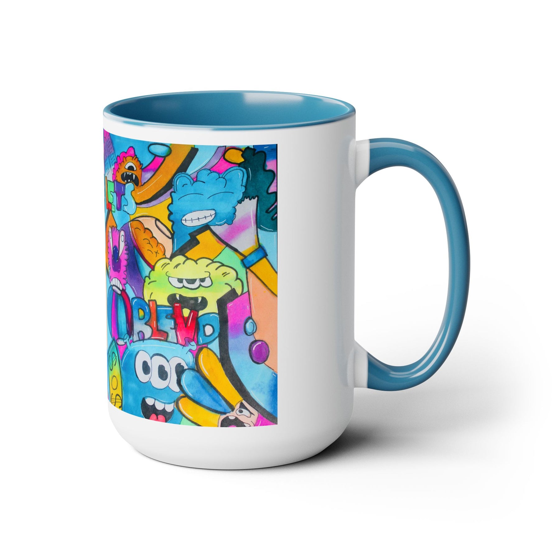 Colorful Two-Tone 15oz Kids Mug with Durable Ceramic, School & Toddler Design - Ira World Art LLC