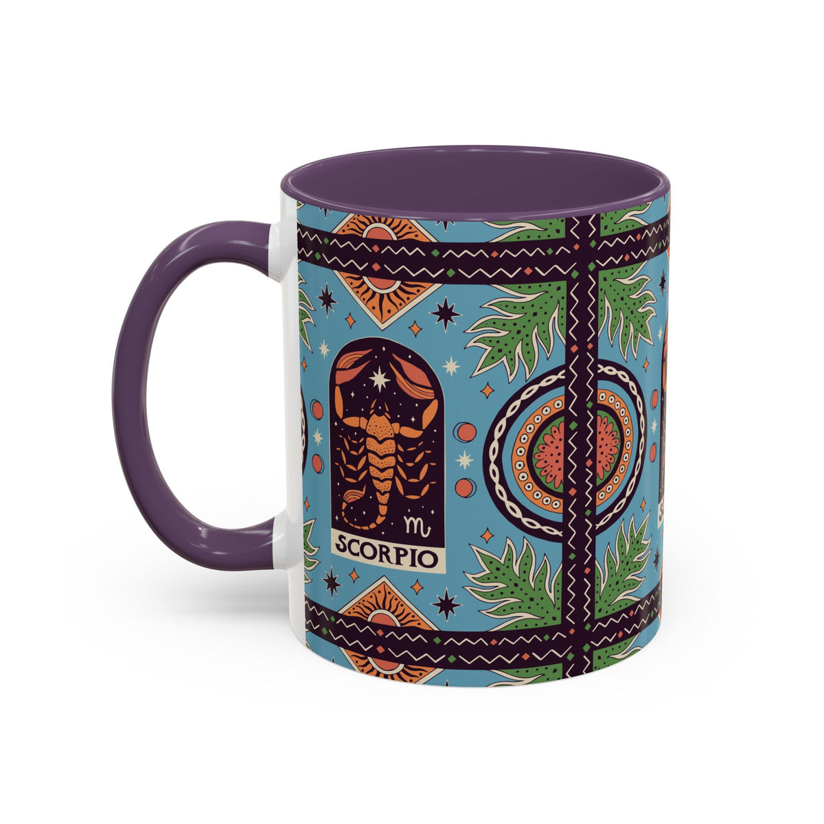 Colorful Scorpio Zodiac Ceramic Mug, Custom 11oz & 15oz Coffee Cup Design - Ira World Art LLC