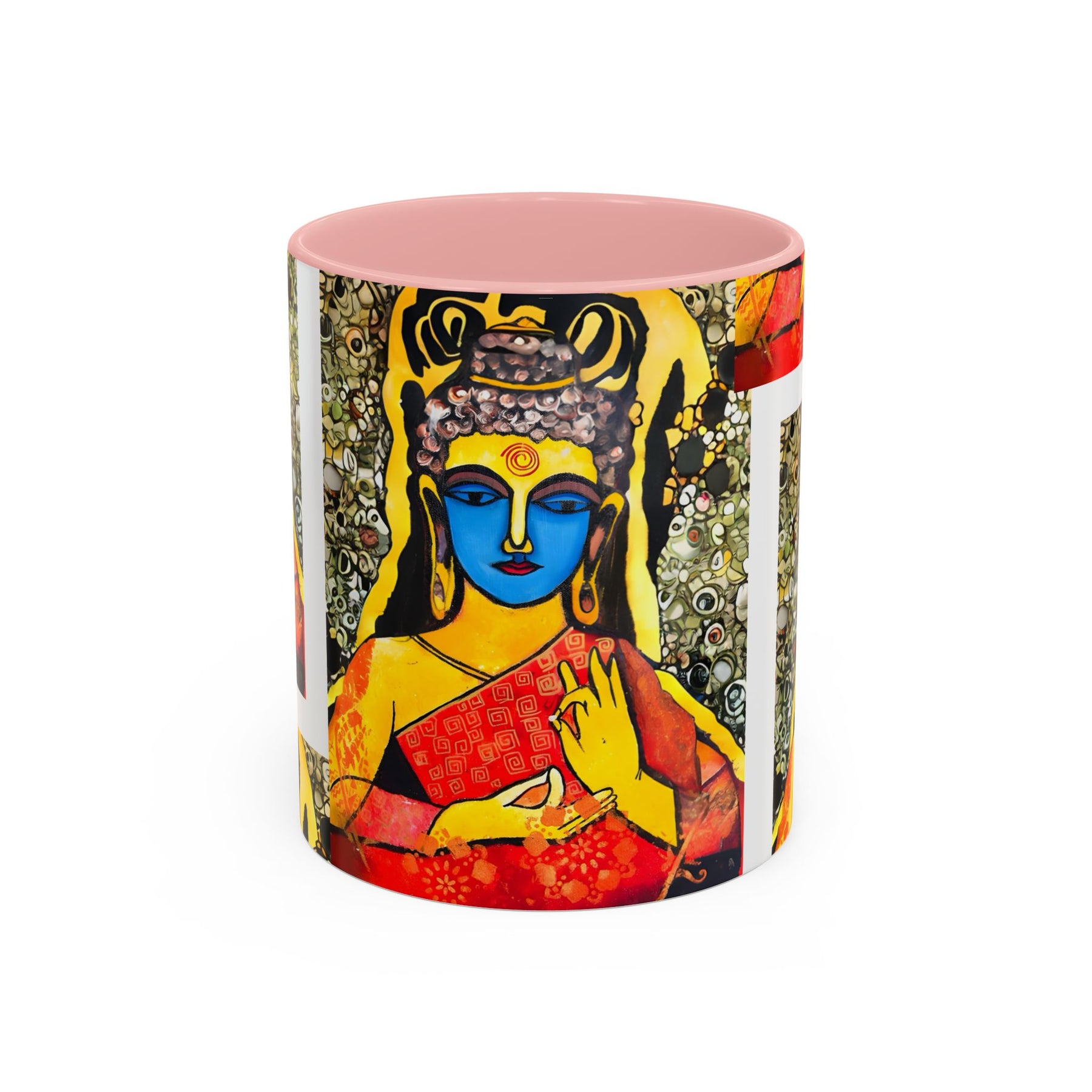 Inspirational Yoga Ceramic Mug, Colorful Buddhist Painting, 11oz & 15oz Unique Coffee Cup - Ira World Art LLC