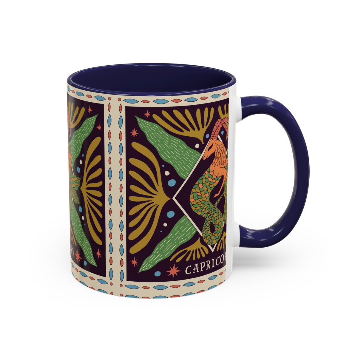 Colorful Capricorn Mug, Custom Ceramic Coffee Cup 11oz & 15oz Zodiac Design - Ira World Art LLC