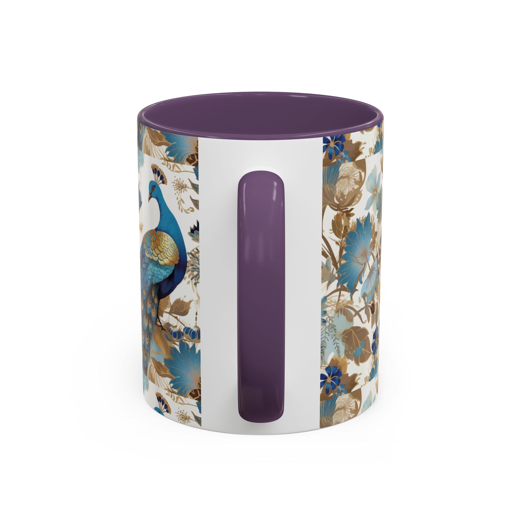 Elegant Peacock Ceramic Coffee Mug, Colorful 11oz & 15oz Custom Design - Ira World Art LLC