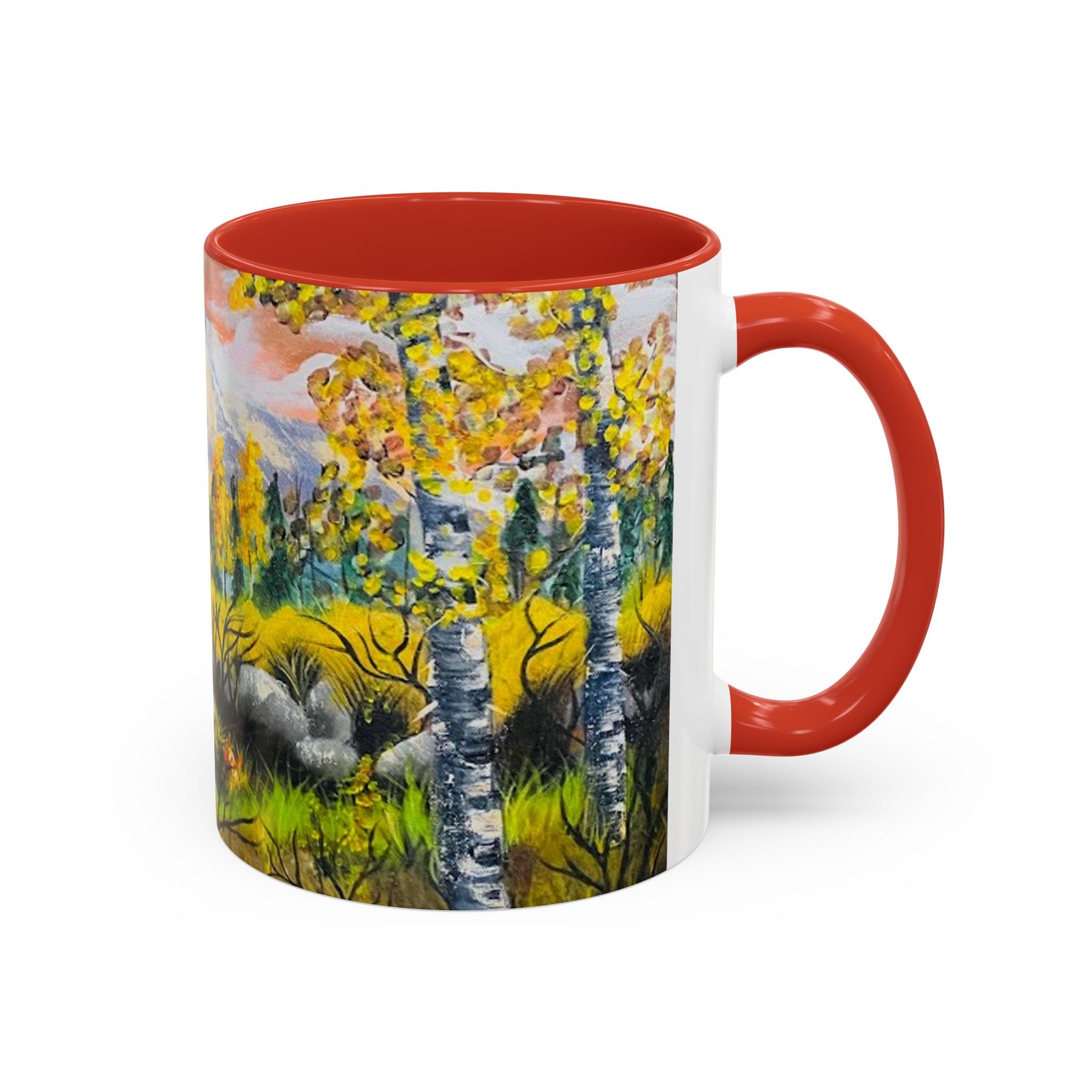 Boho Forest Artistic 11oz Ceramic Mug with Painted Fall Design, Cute Gift - Ira World Art LLC