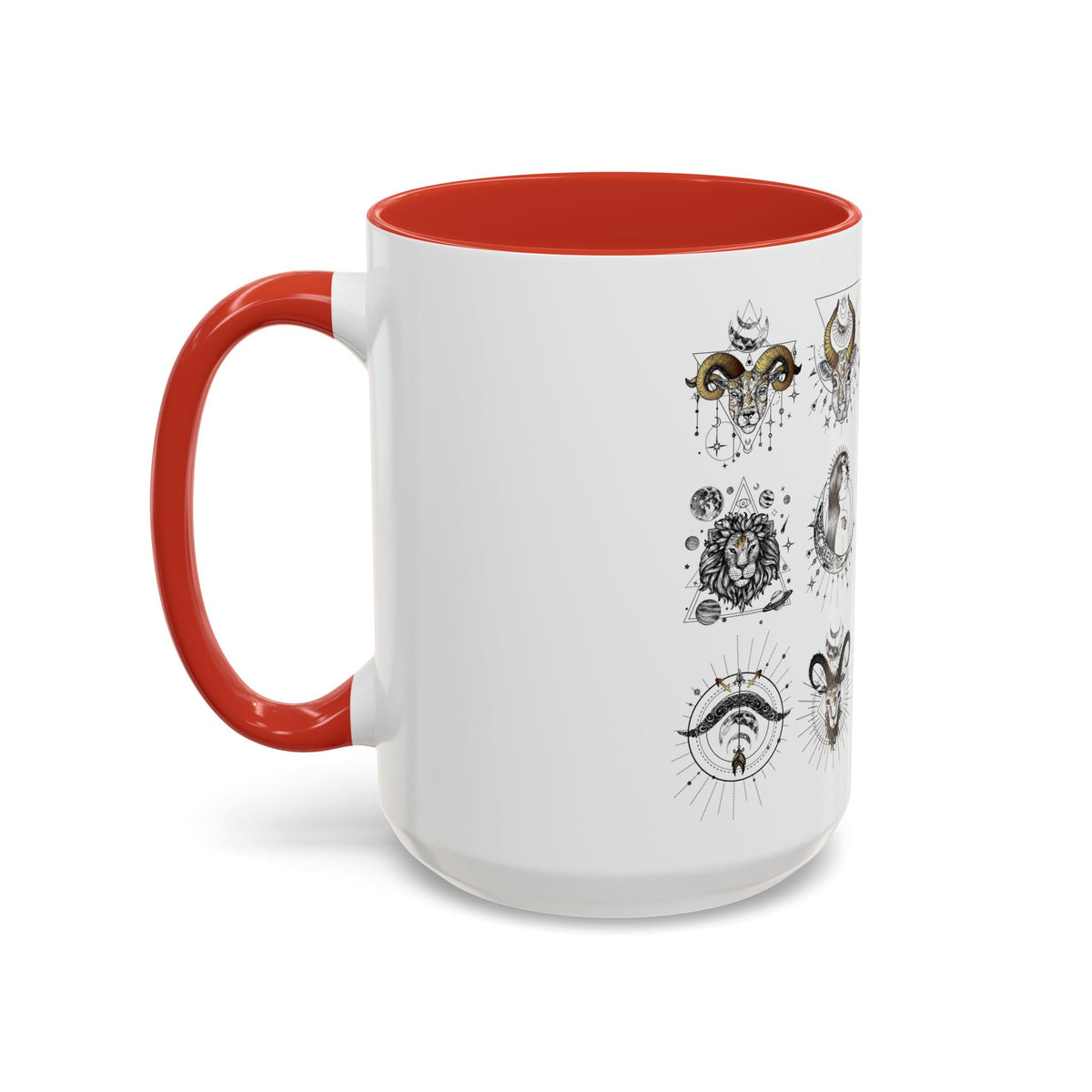 Zodiac Accent Ceramic Coffee Mug with Vibrant Horoscope Design 11oz & 15oz - Ira World Art LLC