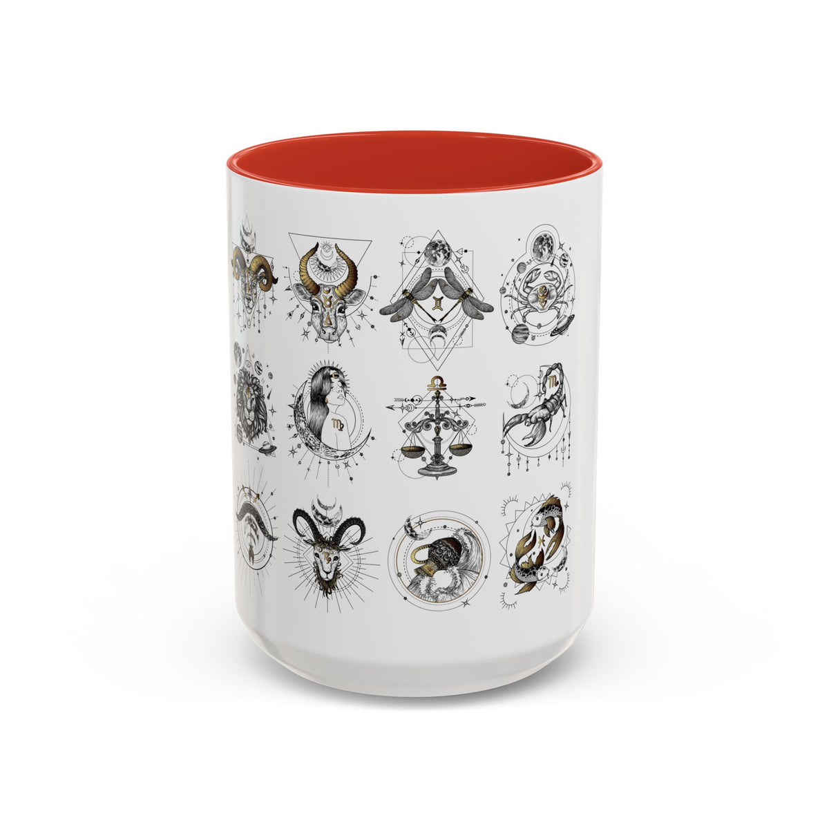 Zodiac Accent Ceramic Coffee Mug with Vibrant Horoscope Design 11oz & 15oz - Ira World Art LLC
