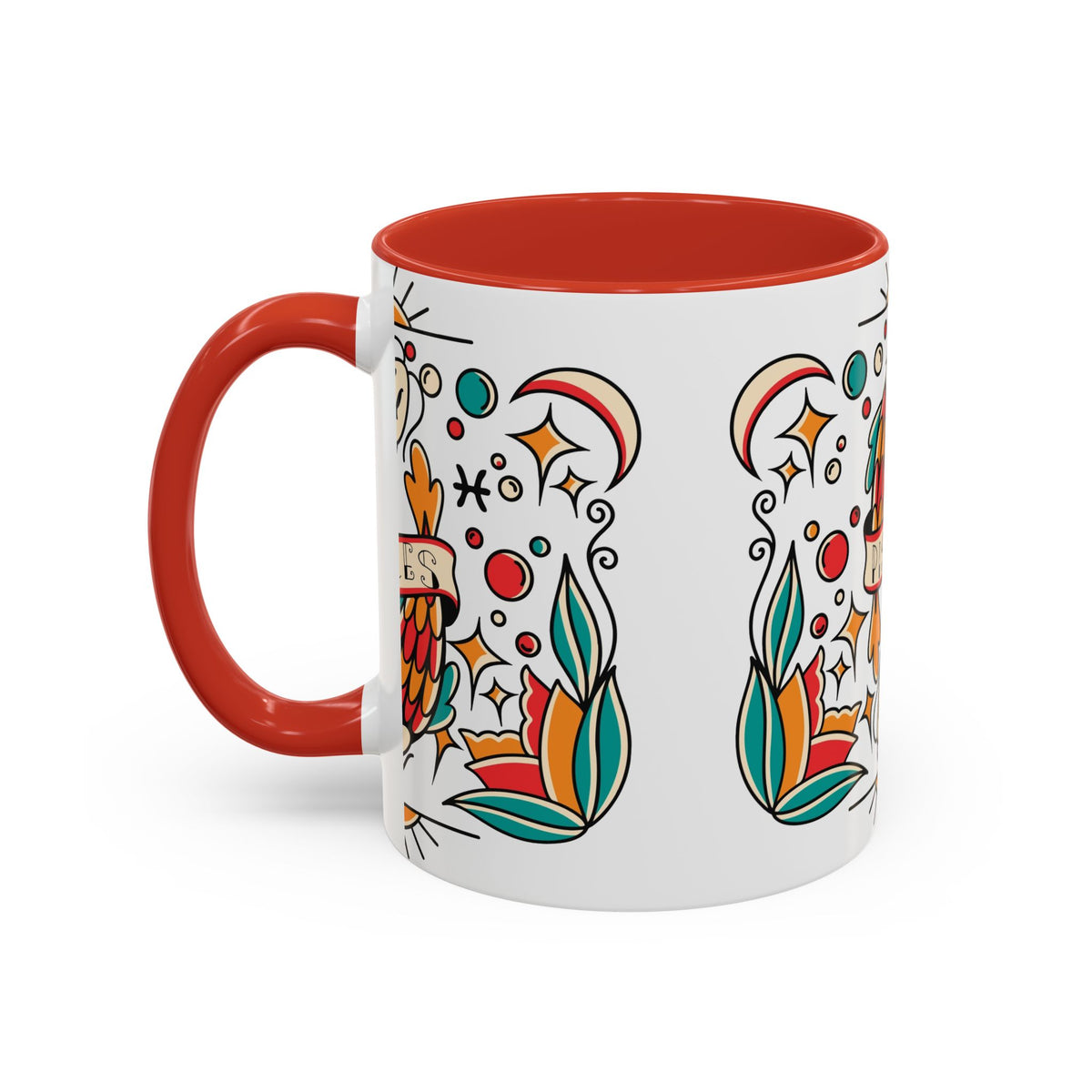 Colorful Pisces Zodiac Mug, Painted Ceramic 11oz Unique Coffee Cup - Ira World Art LLC