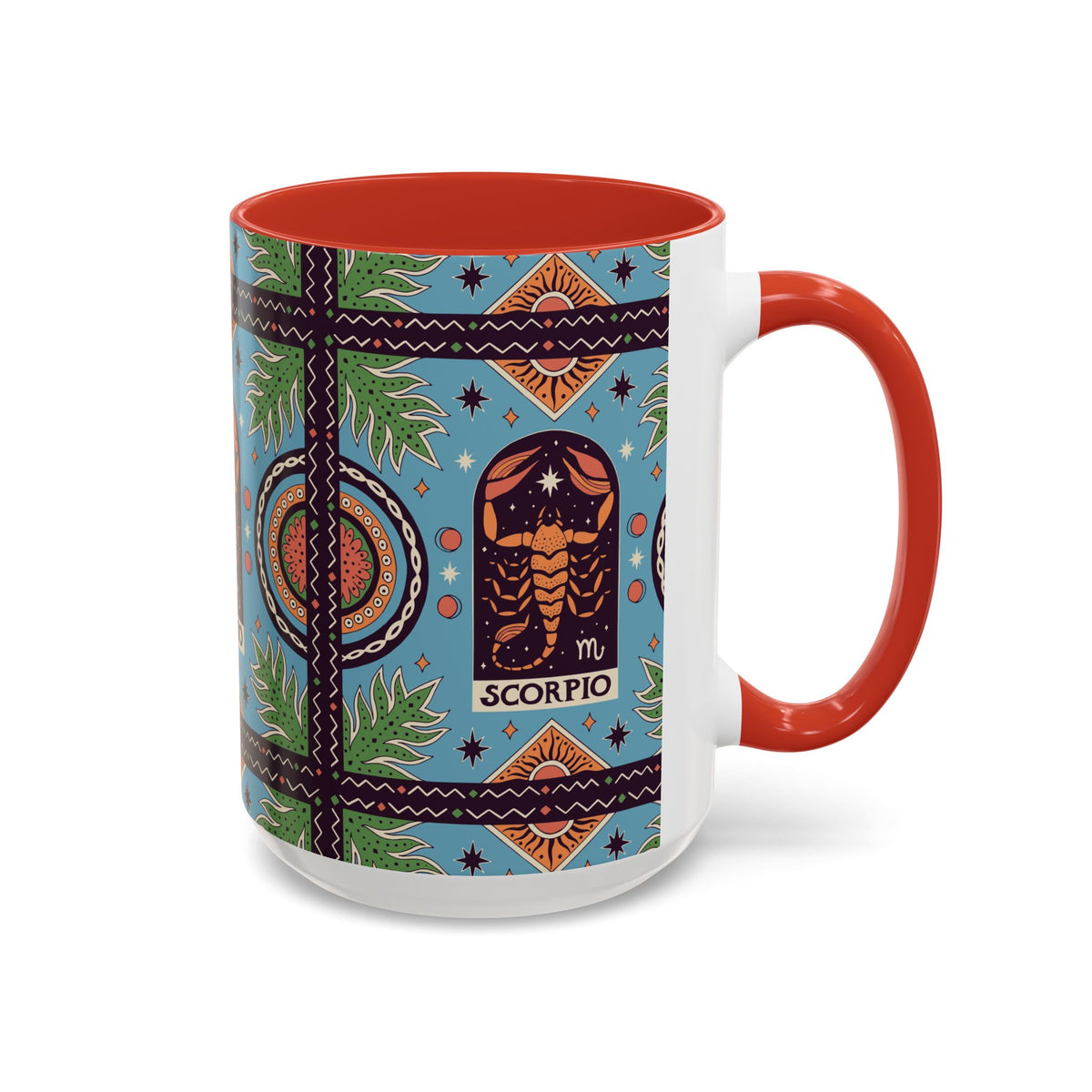 Colorful Scorpio Zodiac Ceramic Mug, Custom 11oz & 15oz Coffee Cup Design - Ira World Art LLC