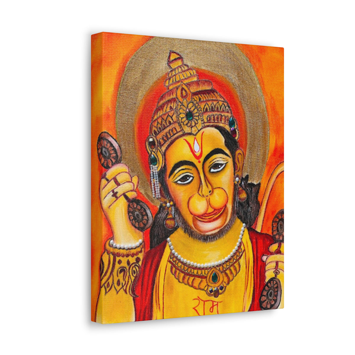 Sacred Strength: Lord Hanuman Gallery Wrap Canvas Print for Divine Home Decor - Ira World Art LLC