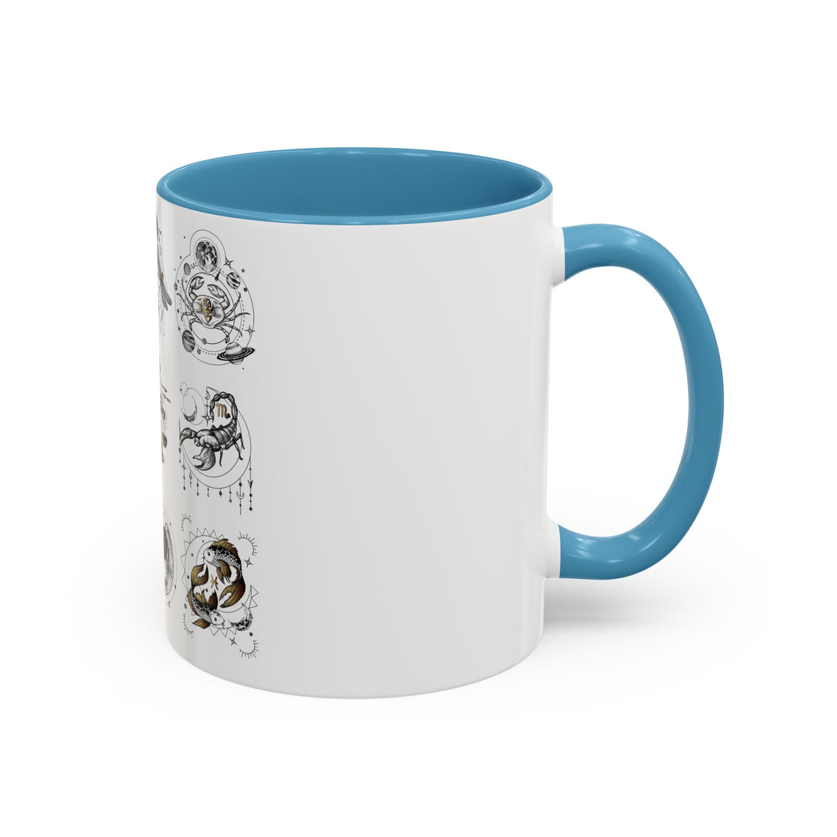 Zodiac Accent Ceramic Coffee Mug with Vibrant Horoscope Design 11oz & 15oz - Ira World Art LLC