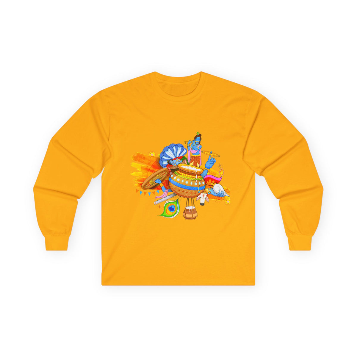 Krishan Full Sleeves Tee, Long Sleeve T-Shirt for Men and Women, Cotton Shirt, Religious Gift, Casual Top - Ira World Art LLC