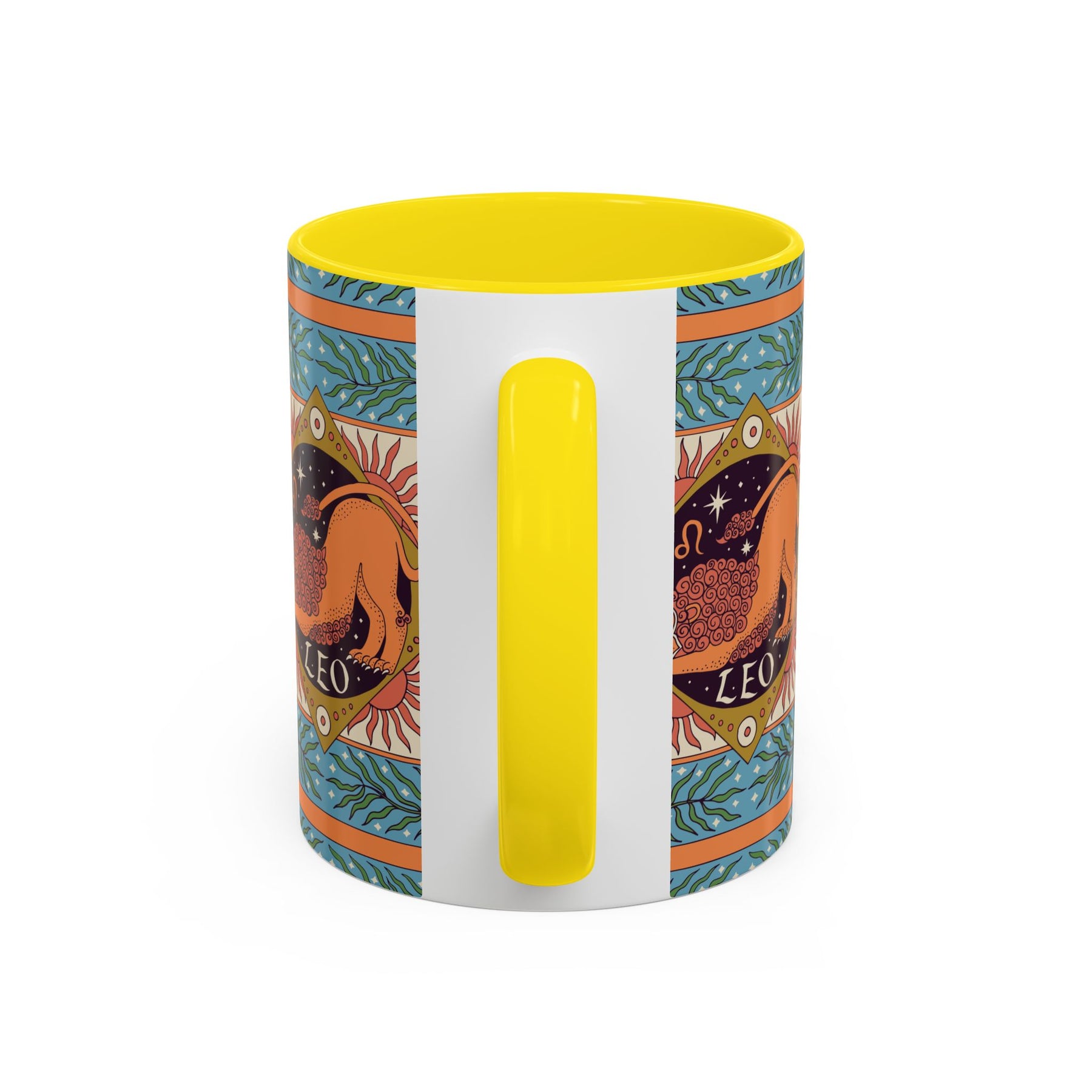 Vibrant Leo Zodiac Coffee Mug, Custom Ceramic 11oz & 15oz Colorful Design - Ira World Art LLC