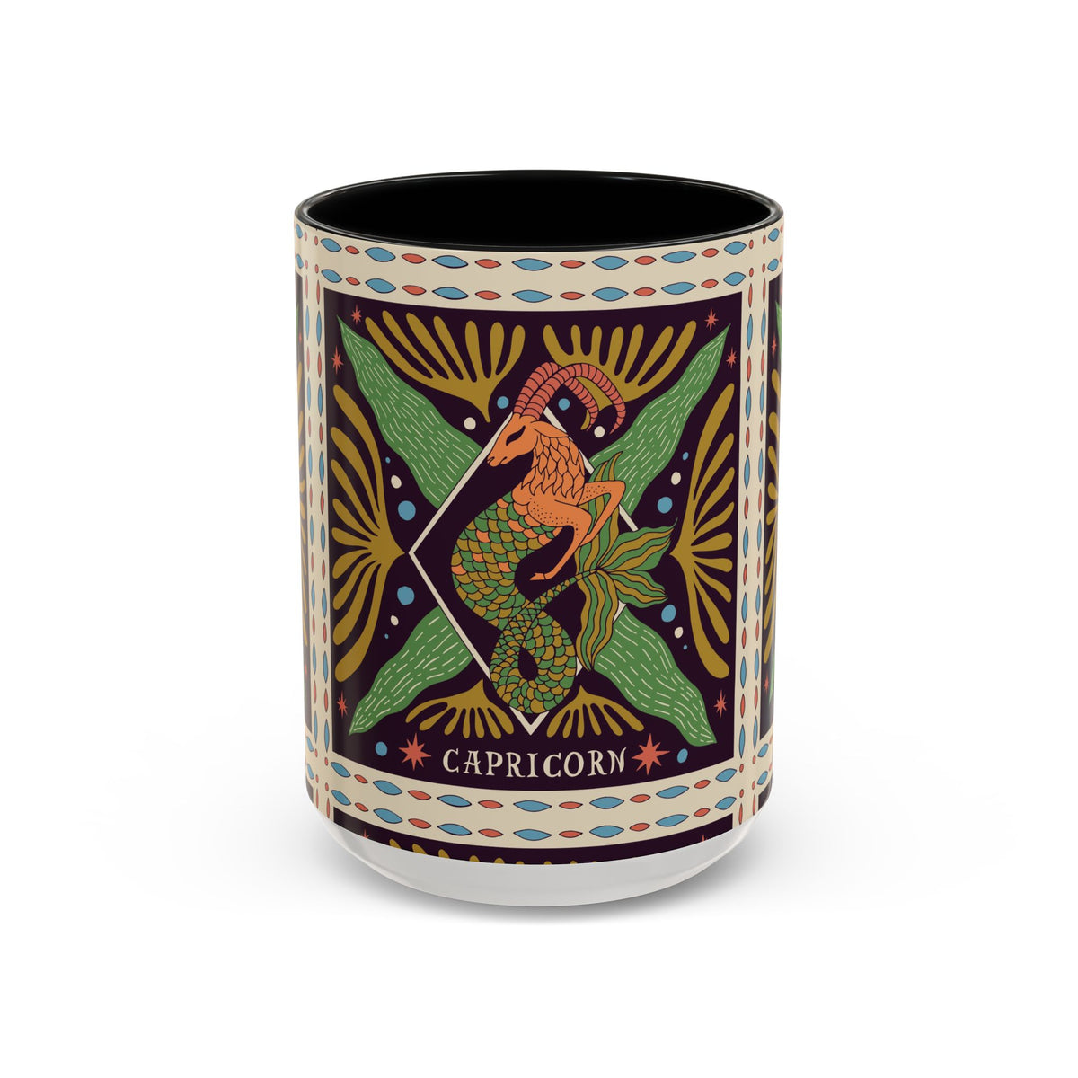 Colorful Capricorn Mug, Custom Ceramic Coffee Cup 11oz & 15oz Zodiac Design - Ira World Art LLC