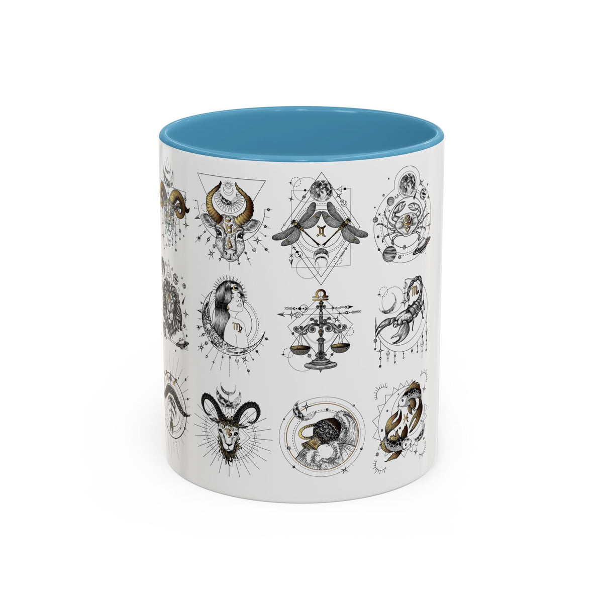 Zodiac Accent Ceramic Coffee Mug with Vibrant Horoscope Design 11oz & 15oz - Ira World Art LLC