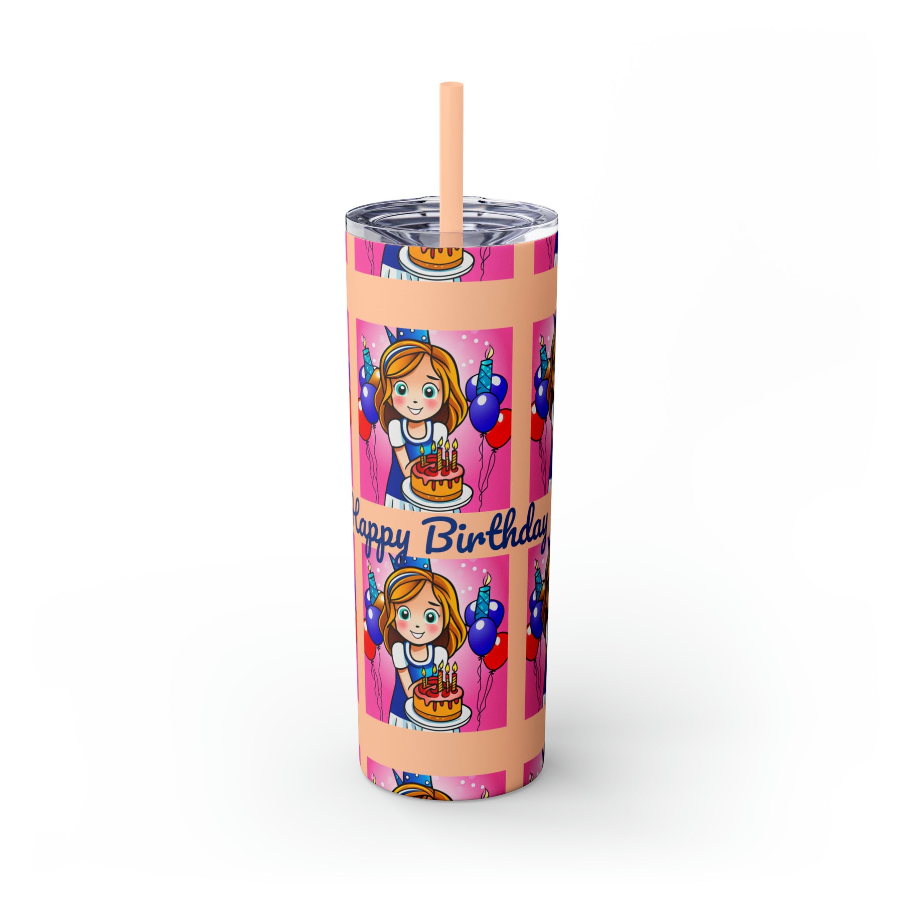 Stylish 20oz Birthday Skinny Tumbler with Straw - Ira World Art LLC