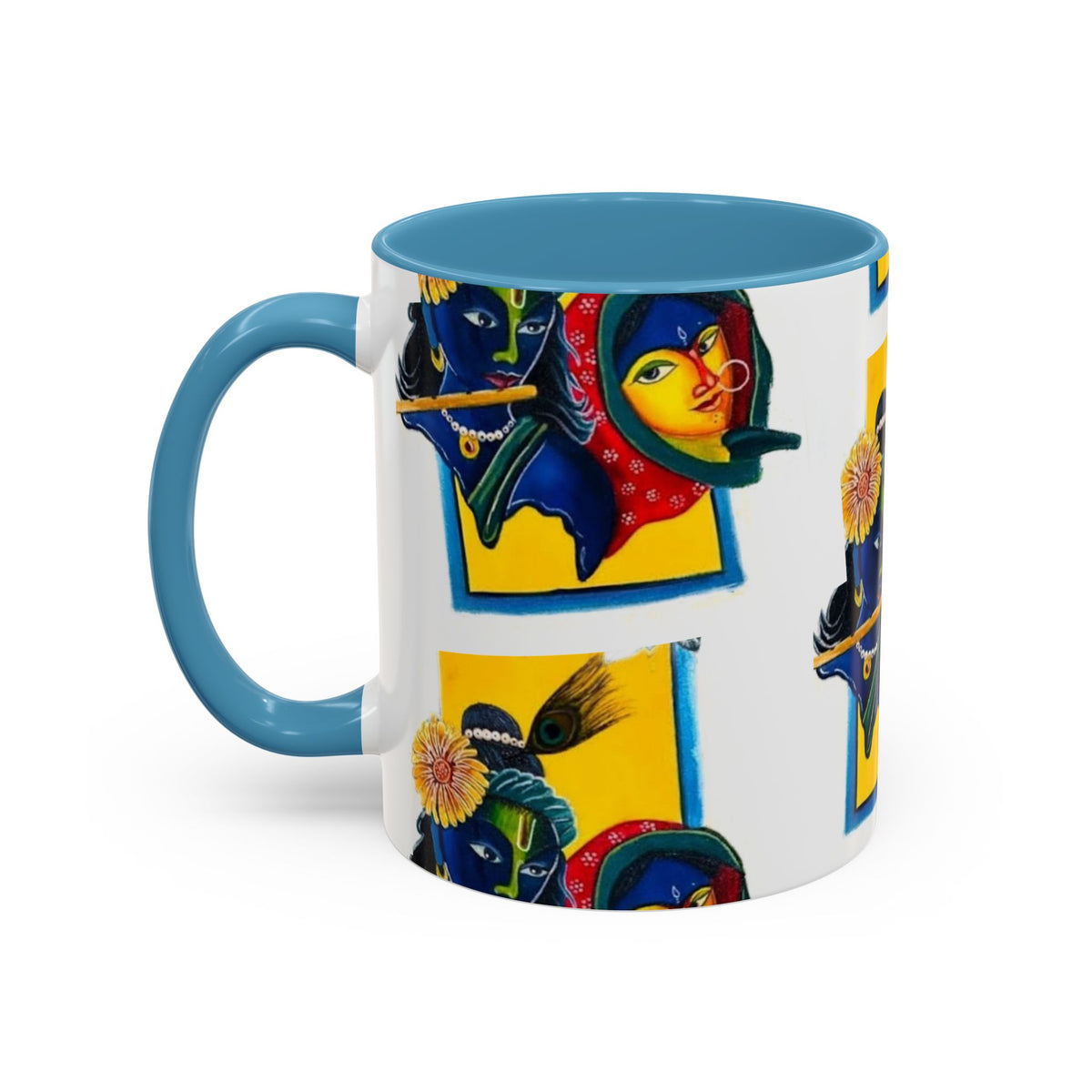 Colorful Ceramic Mug with Unique Hindu Art Design, 11oz & 15oz Aesthetic Gift - Ira World Art LLC