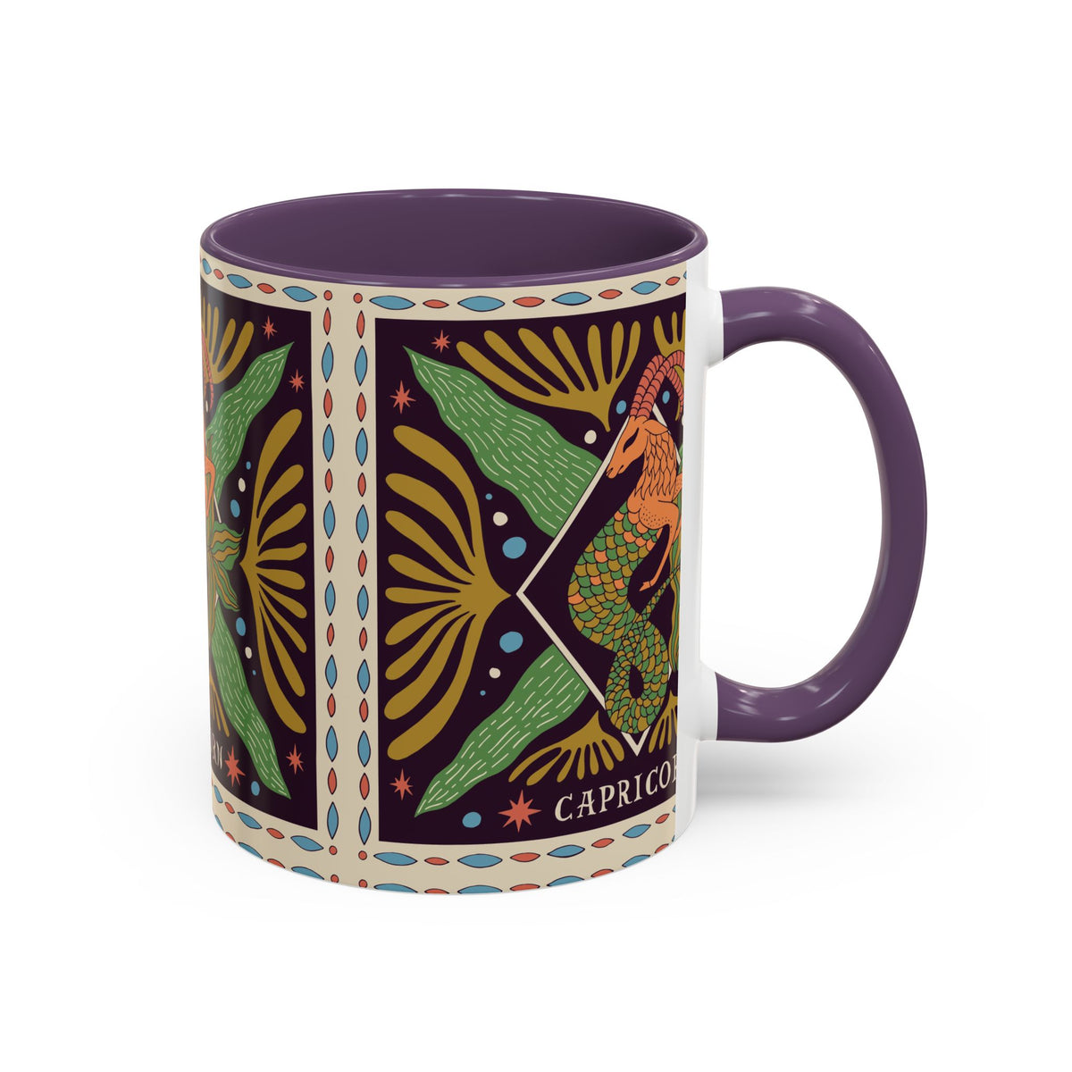 Colorful Capricorn Mug, Custom Ceramic Coffee Cup 11oz & 15oz Zodiac Design - Ira World Art LLC