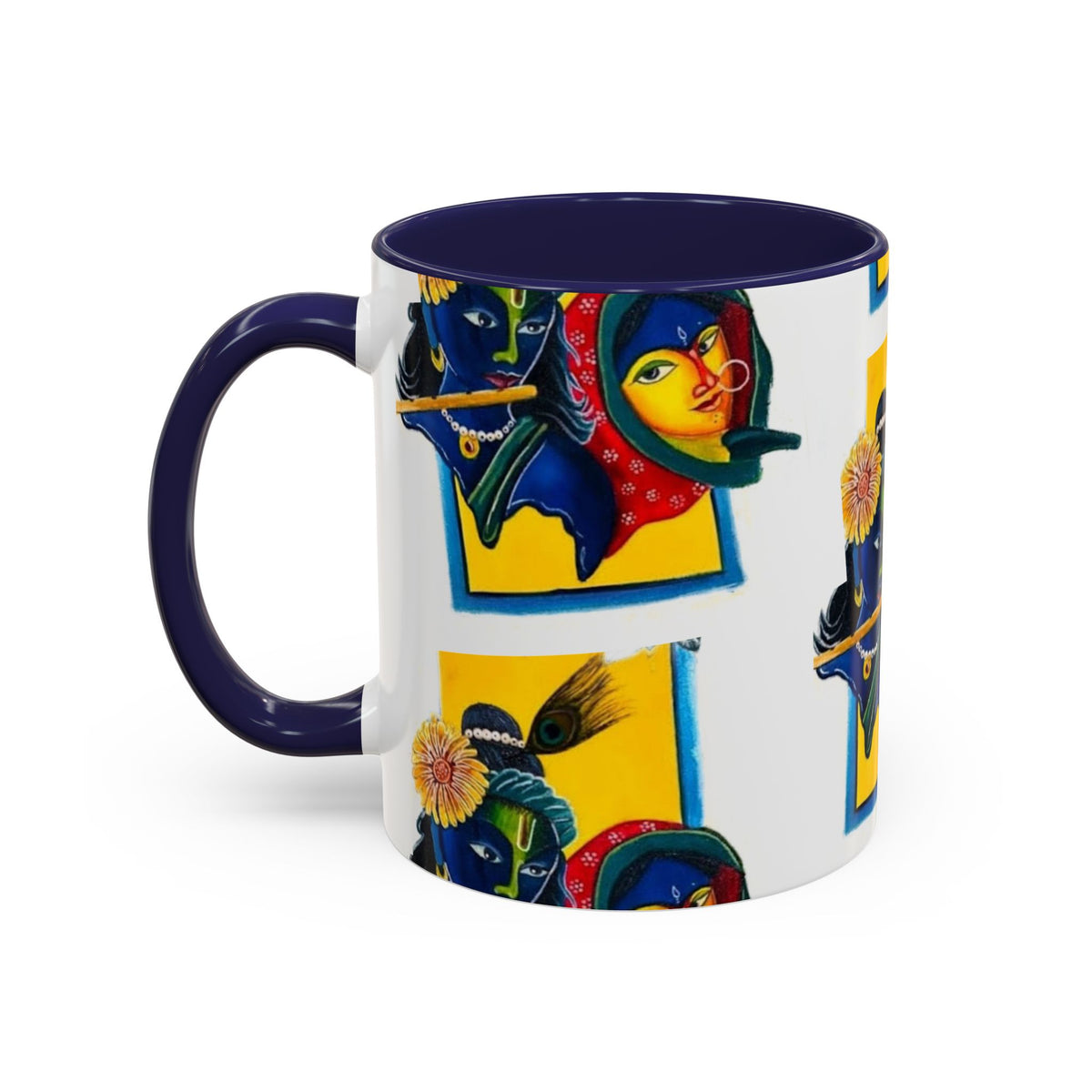 Colorful Ceramic Mug with Unique Hindu Art Design, 11oz & 15oz Aesthetic Gift - Ira World Art LLC