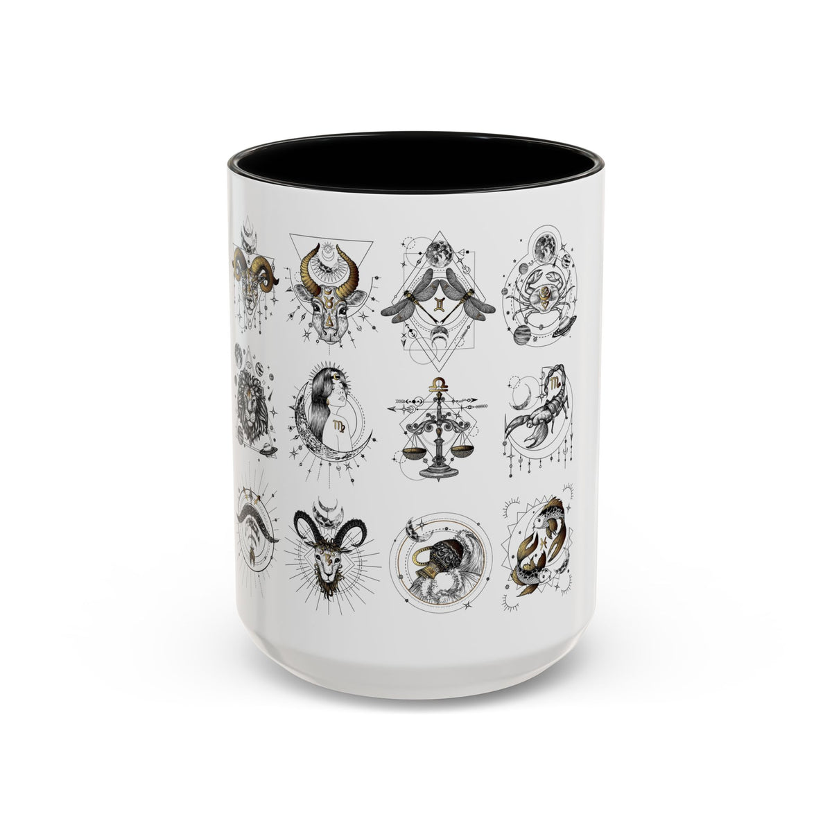 Zodiac Accent Ceramic Coffee Mug with Vibrant Horoscope Design 11oz & 15oz - Ira World Art LLC