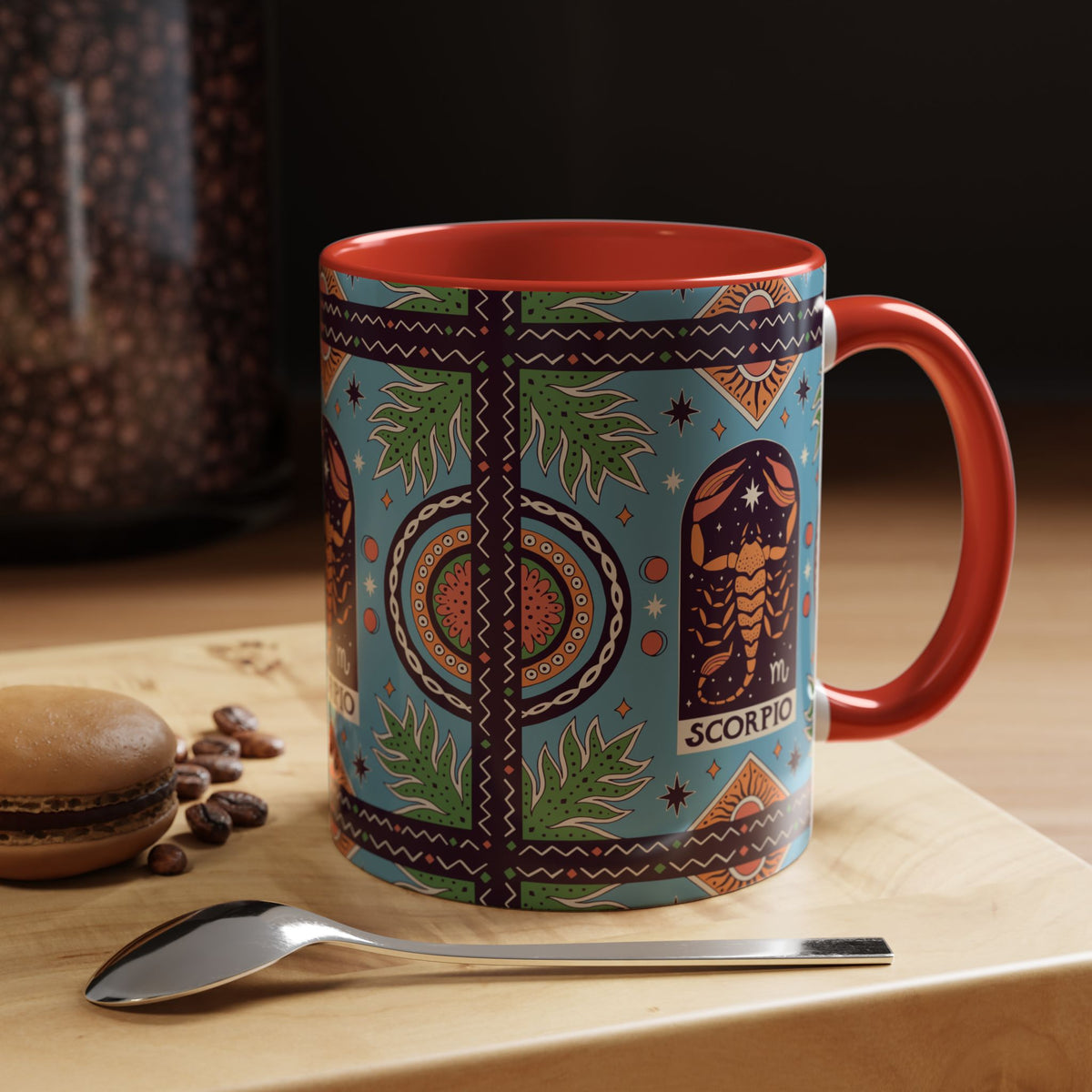 Colorful Scorpio Zodiac Ceramic Mug, Custom 11oz & 15oz Coffee Cup Design - Ira World Art LLC