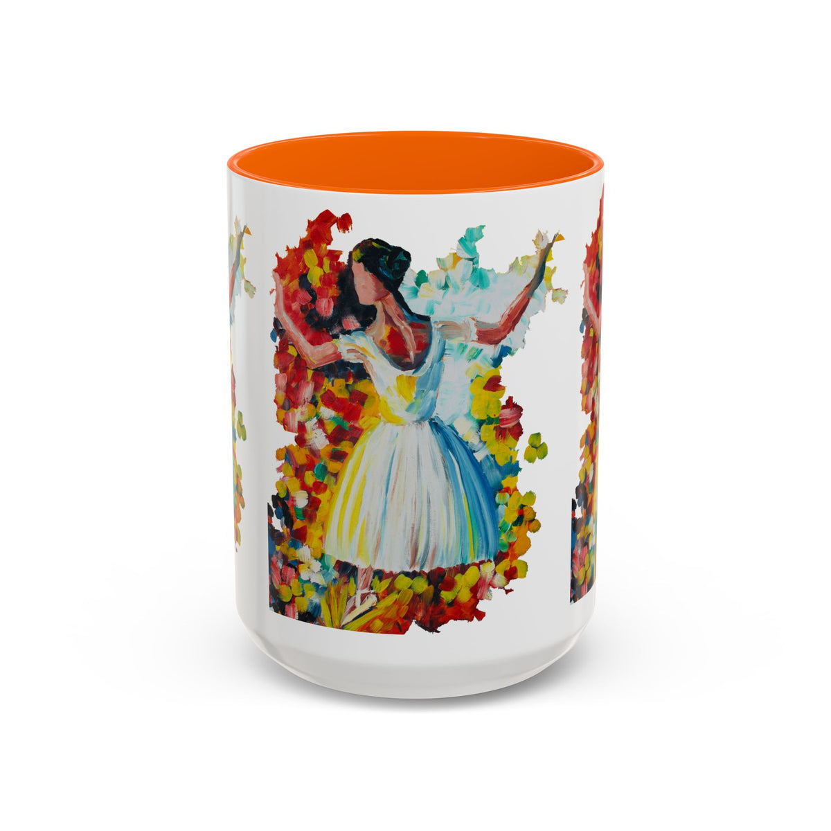 Colorful Ballet Latte Mug, Artistic Ceramic Coffee Cup with Floral Design - Ira World Art LLC