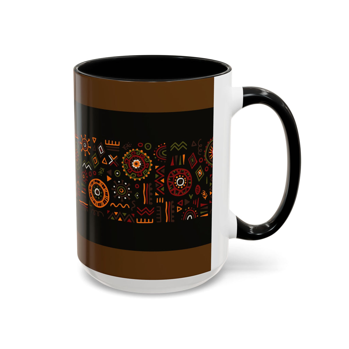 Tribal Ceramic Coffee Mug, Afrocentric Colorful Design, Custom 11oz & 15oz - Ira World Art LLC