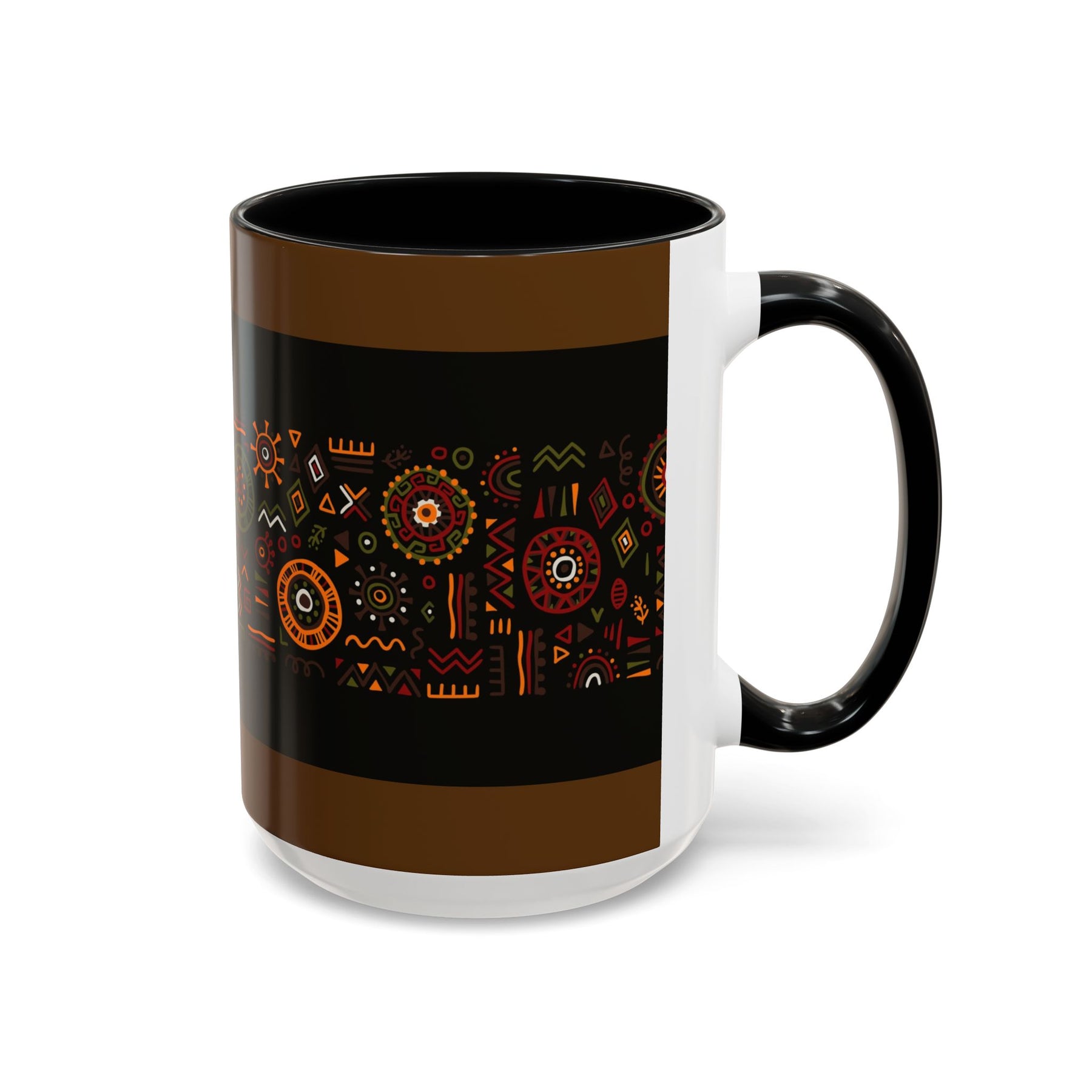 Tribal Ceramic Coffee Mug, Afrocentric Colorful Design, Custom 11oz & 15oz - Ira World Art LLC
