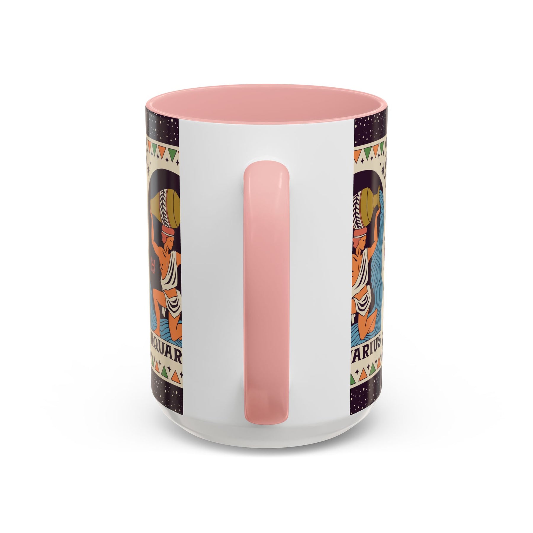 Aquarius Zodiac Painted Mug, Custom Ceramic 11oz and 15oz Coffee Cup - Ira World Art LLC