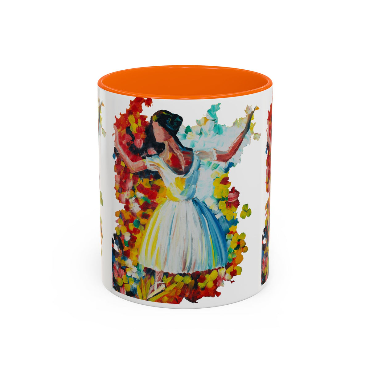 Colorful Ballet Latte Mug, Artistic Ceramic Coffee Cup with Floral Design - Ira World Art LLC