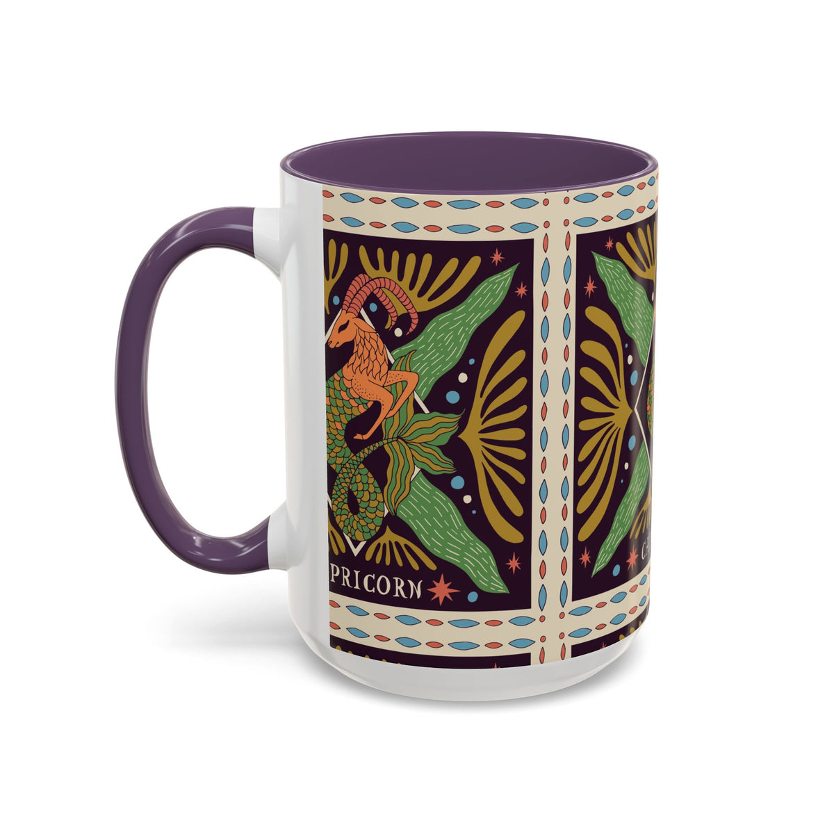 Colorful Capricorn Mug, Custom Ceramic Coffee Cup 11oz & 15oz Zodiac Design - Ira World Art LLC