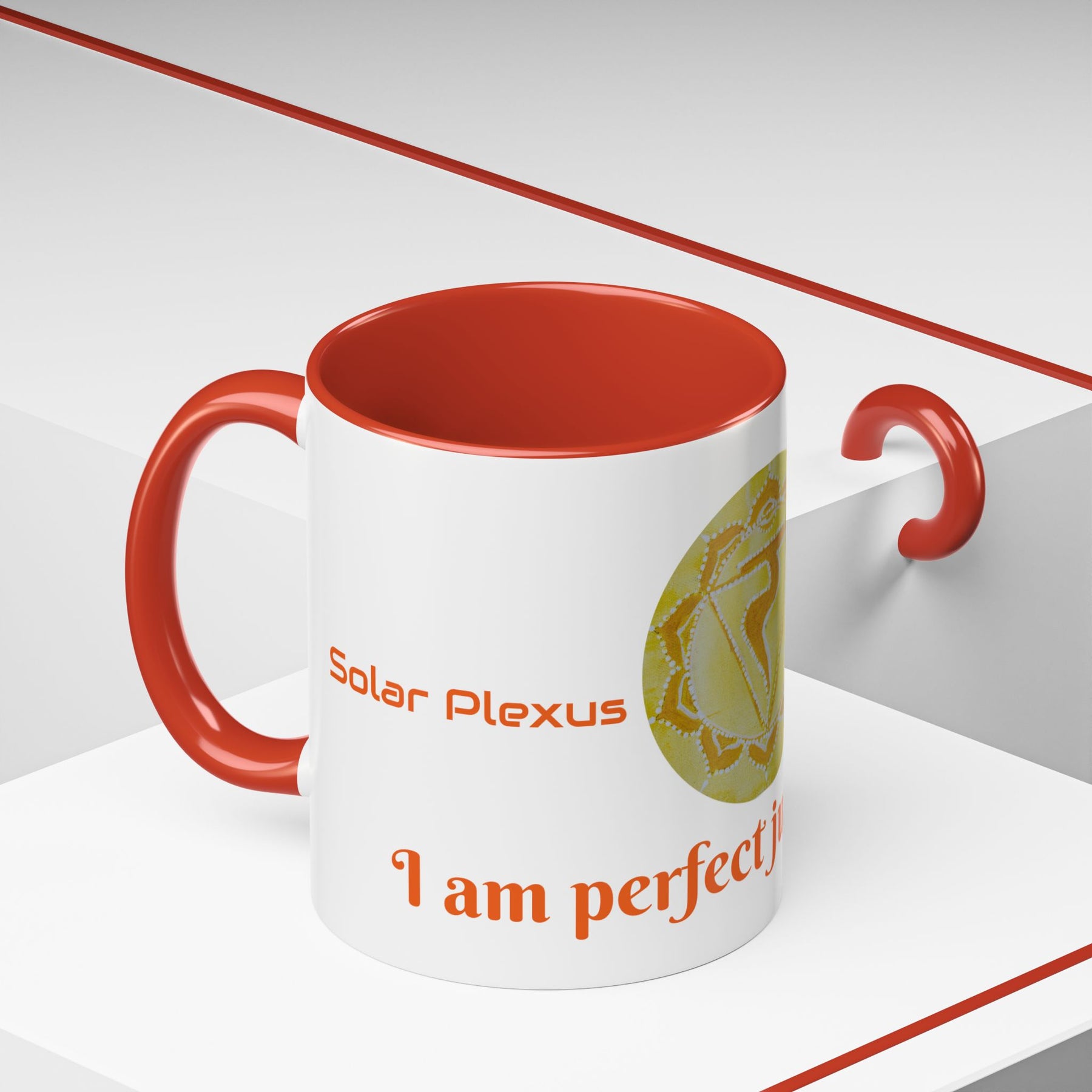 Solar Plexus Chakra Ceramic Coffee Mug 11oz with Hindu Art Design - Ira World Art LLC