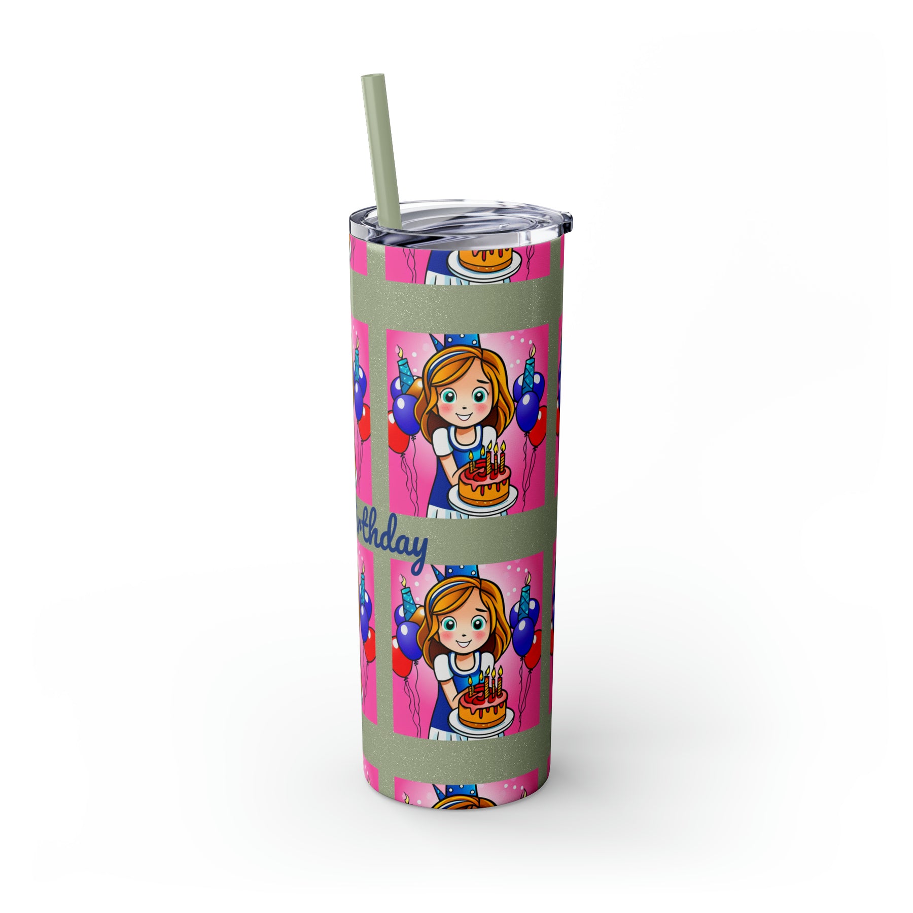 Stylish 20oz Birthday Skinny Tumbler with Straw - Ira World Art LLC