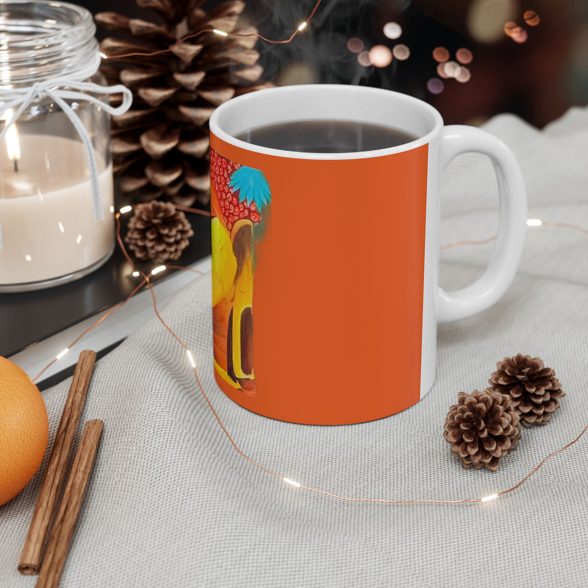 Inspirational 11oz Ceramic Coffee Cup with Colorful Buddha Design, Motivational Yoga Mug - Ira World Art LLC