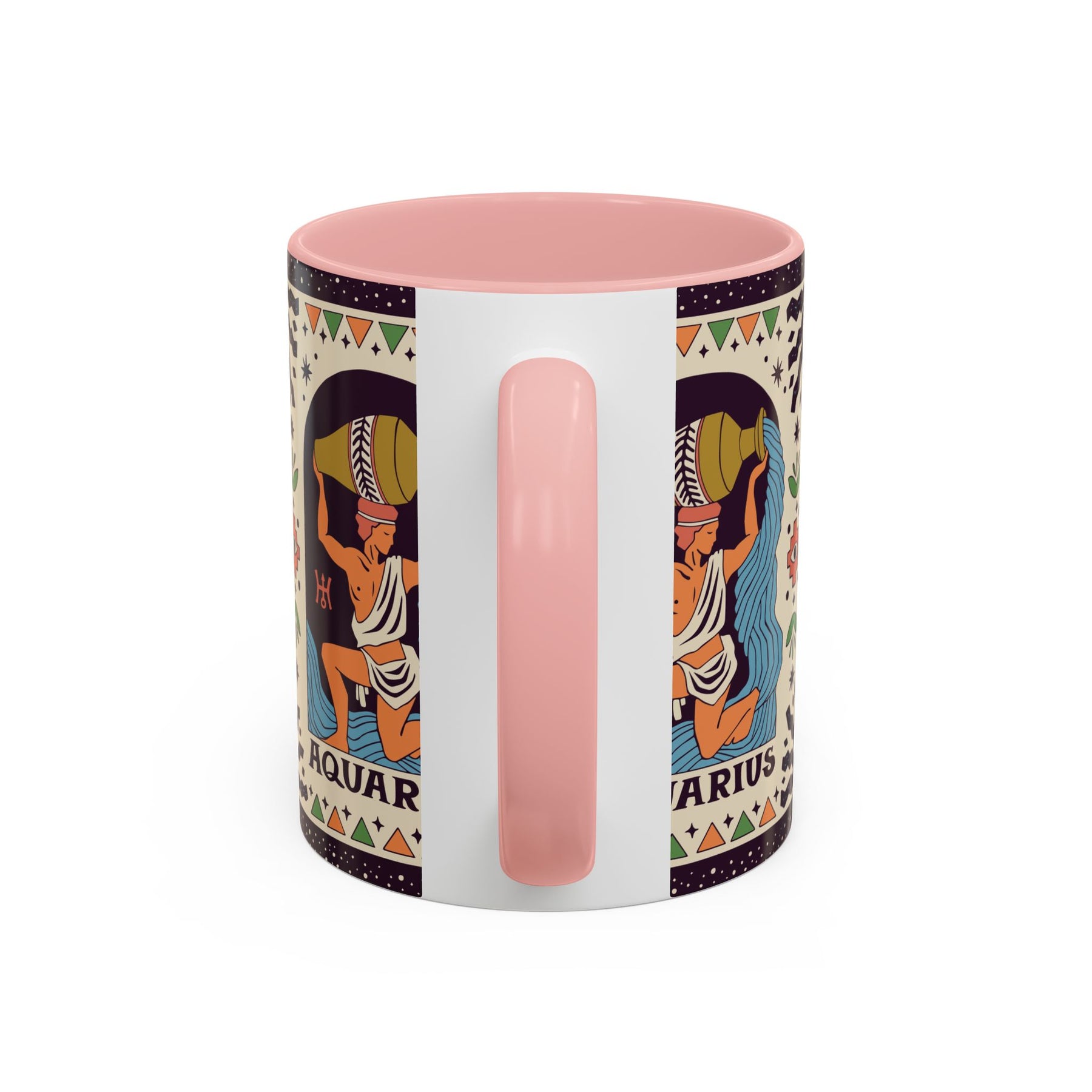 Aquarius Zodiac Painted Mug, Custom Ceramic 11oz and 15oz Coffee Cup - Ira World Art LLC