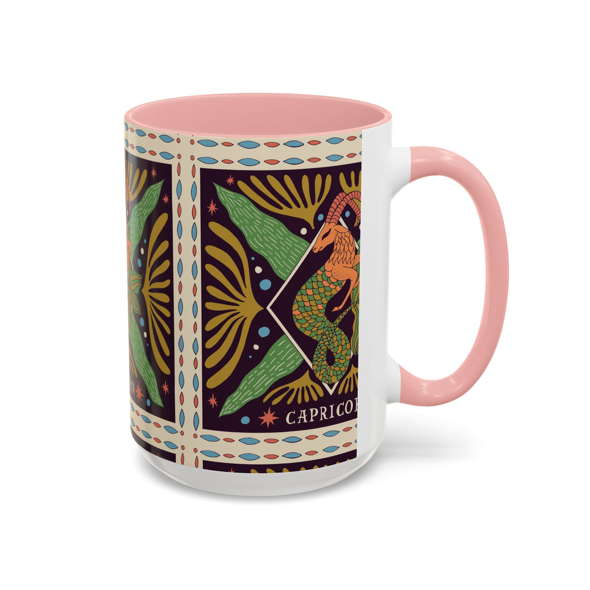 Colorful Capricorn Mug, Custom Ceramic Coffee Cup 11oz & 15oz Zodiac Design - Ira World Art LLC
