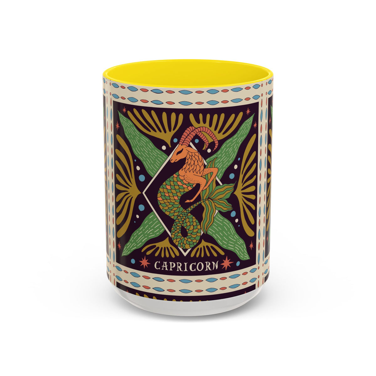 Colorful Capricorn Mug, Custom Ceramic Coffee Cup 11oz & 15oz Zodiac Design - Ira World Art LLC