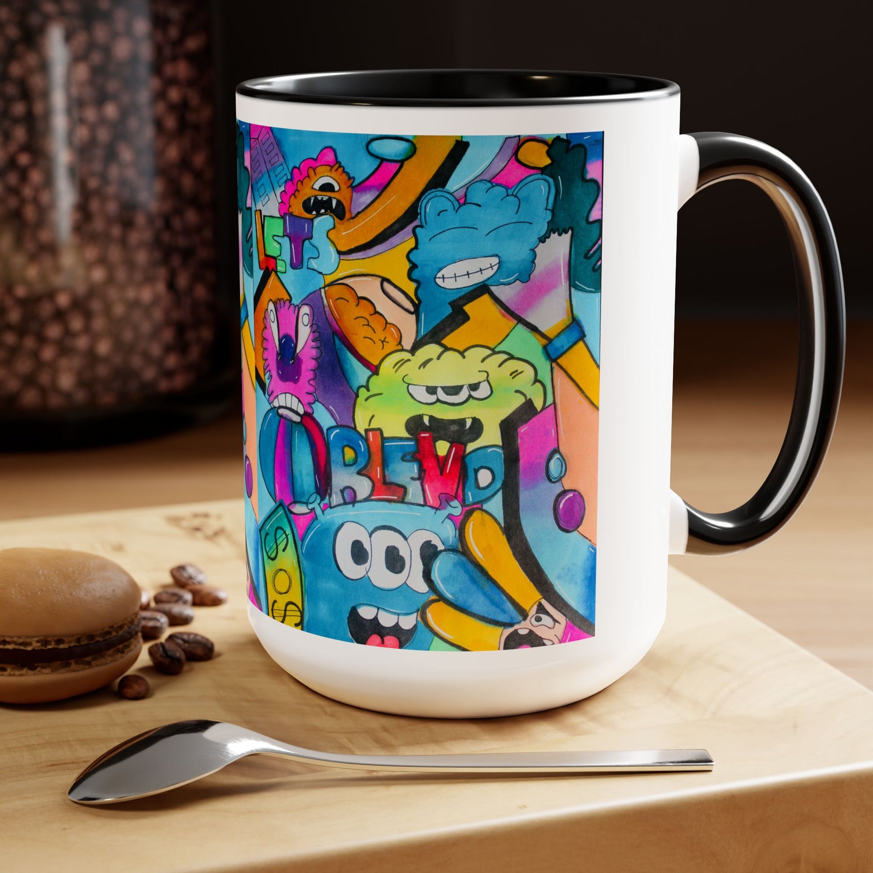 Colorful Two-Tone 15oz Kids Mug with Durable Ceramic, School & Toddler Design - Ira World Art LLC