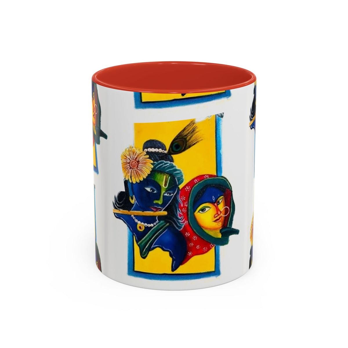 Colorful Ceramic Mug with Unique Hindu Art Design, 11oz & 15oz Aesthetic Gift - Ira World Art LLC