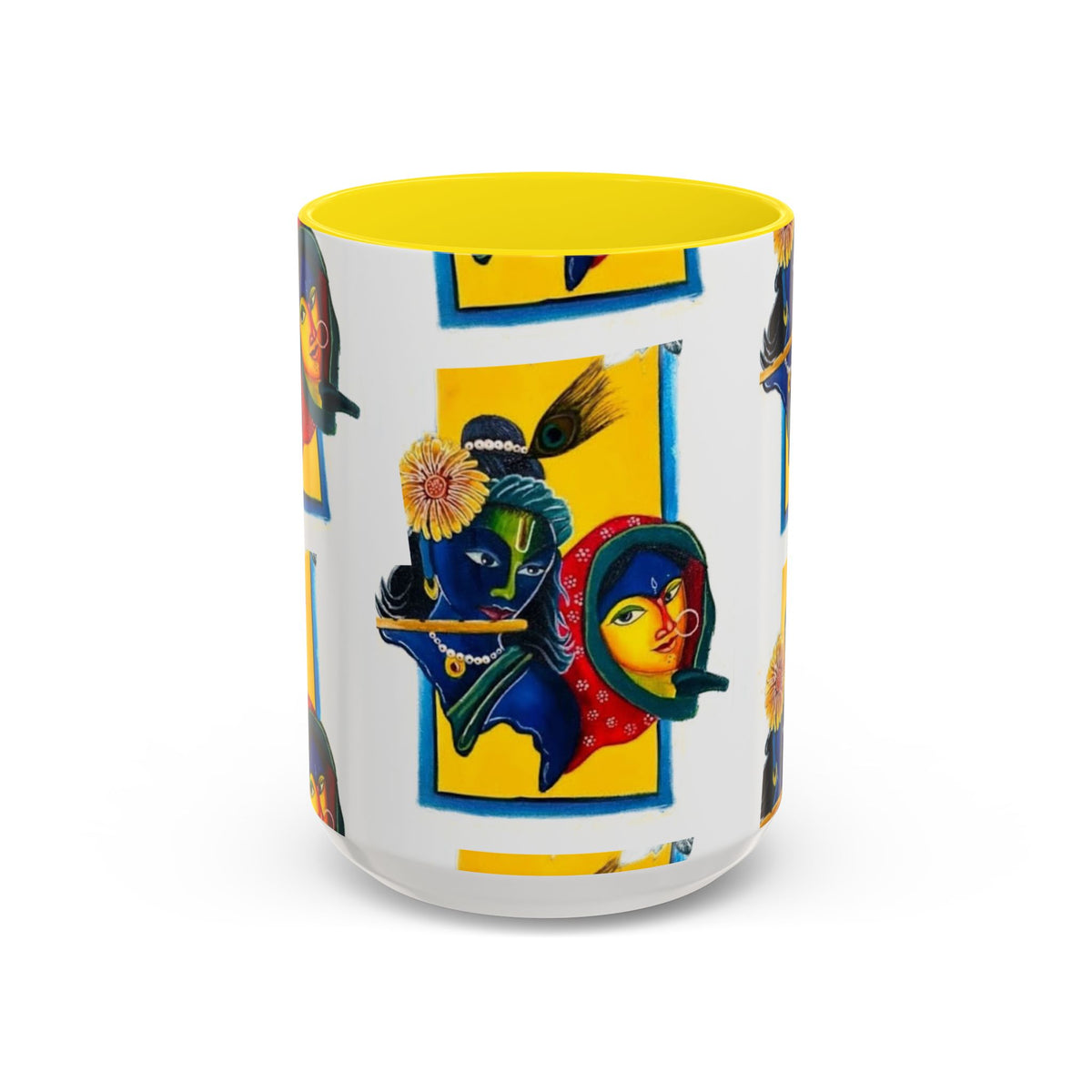 Colorful Ceramic Mug with Unique Hindu Art Design, 11oz & 15oz Aesthetic Gift - Ira World Art LLC