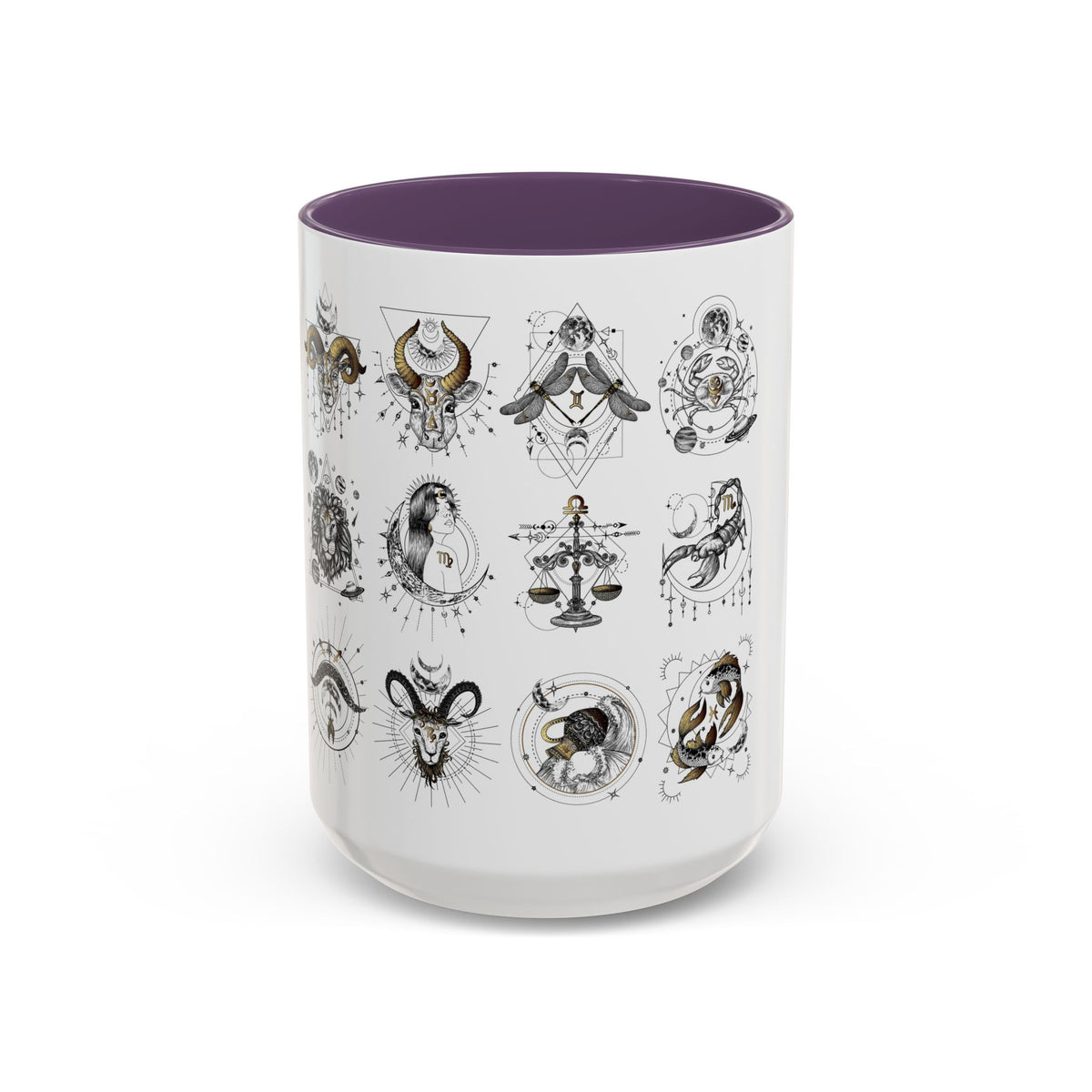 Zodiac Accent Ceramic Coffee Mug with Vibrant Horoscope Design 11oz & 15oz - Ira World Art LLC
