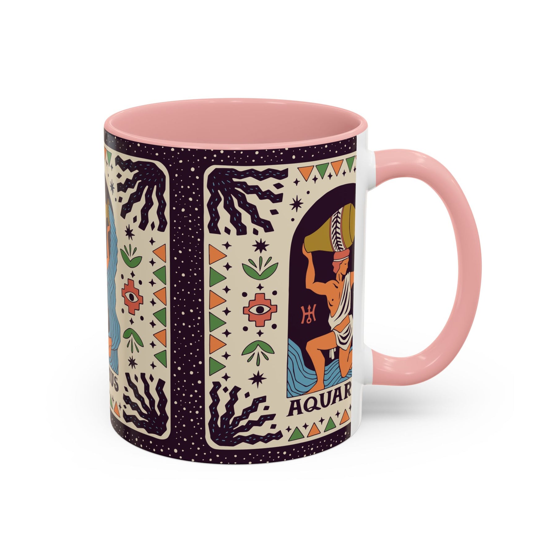Aquarius Zodiac Painted Mug, Custom Ceramic 11oz and 15oz Coffee Cup - Ira World Art LLC