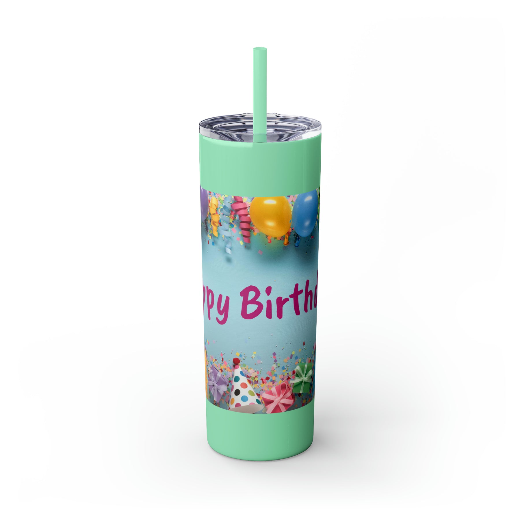 Birthday Skinny Tumbler with Straw – Celebrate in Sip-worthy Fashion!, 20oz - Ira World Art LLC