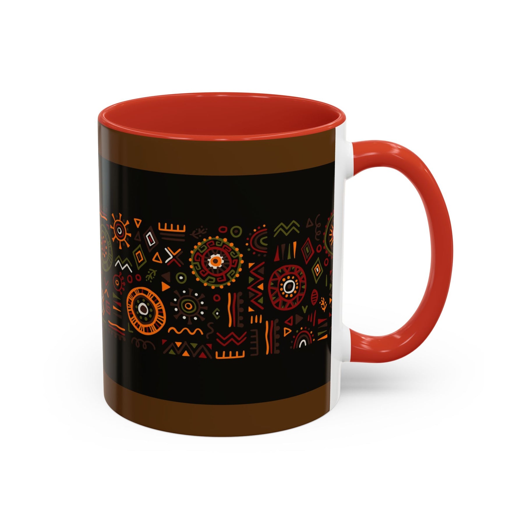 Tribal Ceramic Coffee Mug, Afrocentric Colorful Design, Custom 11oz & 15oz - Ira World Art LLC