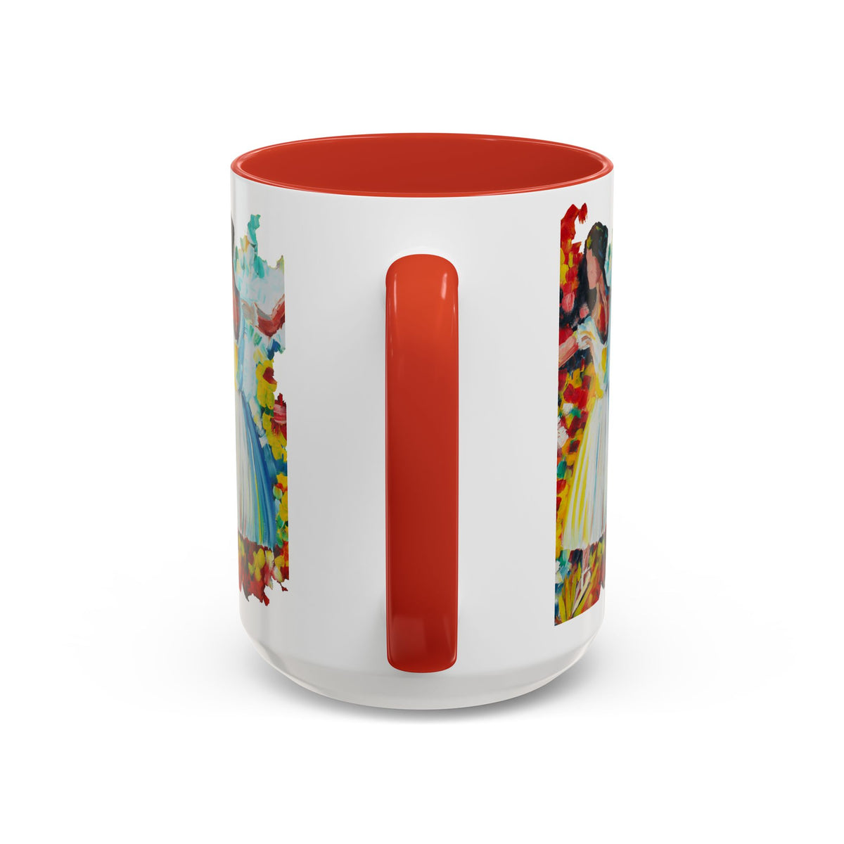 Colorful Ballet Latte Mug, Artistic Ceramic Coffee Cup with Floral Design - Ira World Art LLC