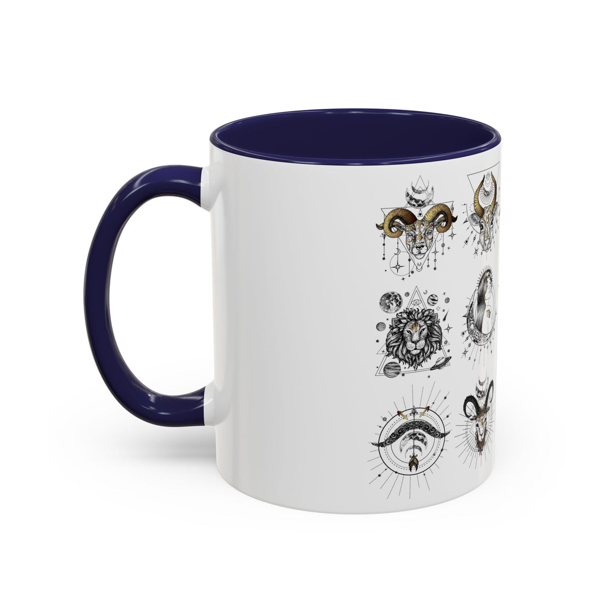Zodiac Accent Ceramic Coffee Mug with Vibrant Horoscope Design 11oz & 15oz - Ira World Art LLC