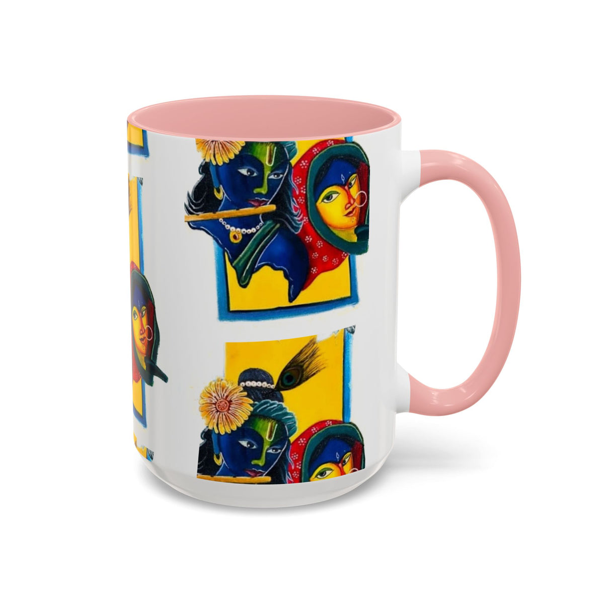 Colorful Ceramic Mug with Unique Hindu Art Design, 11oz & 15oz Aesthetic Gift - Ira World Art LLC
