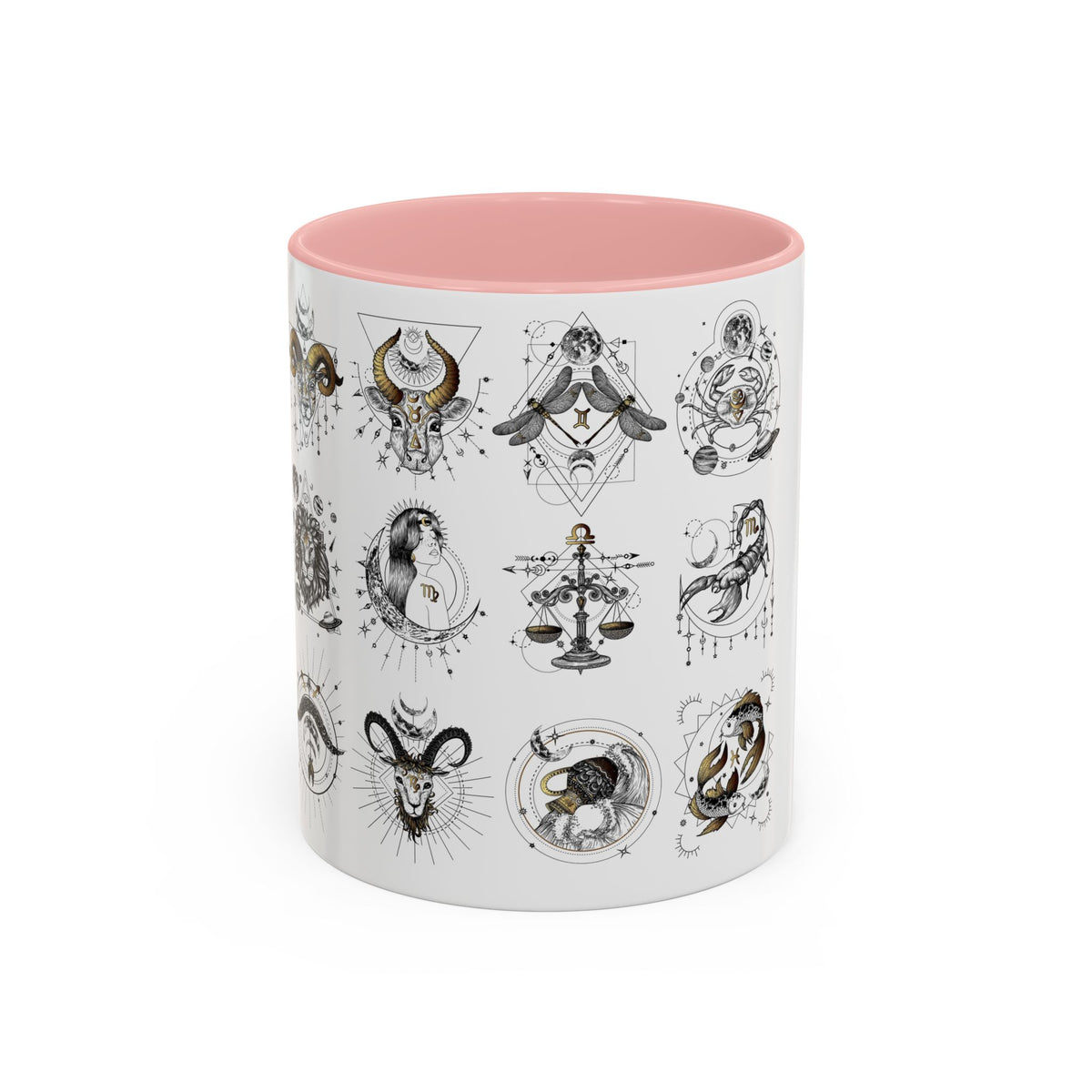 Zodiac Accent Ceramic Coffee Mug with Vibrant Horoscope Design 11oz & 15oz - Ira World Art LLC