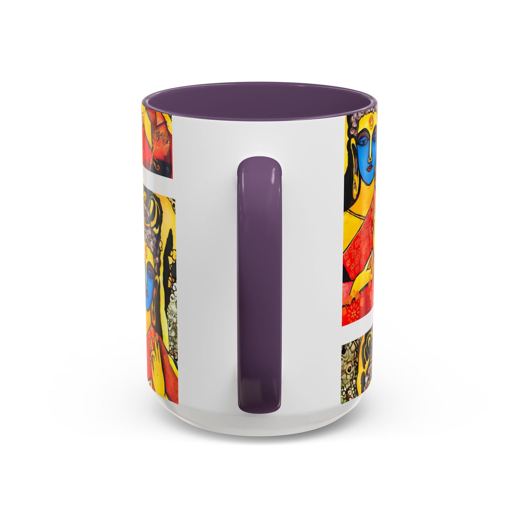 Inspirational Yoga Ceramic Mug, Colorful Buddhist Painting, 11oz & 15oz Unique Coffee Cup - Ira World Art LLC
