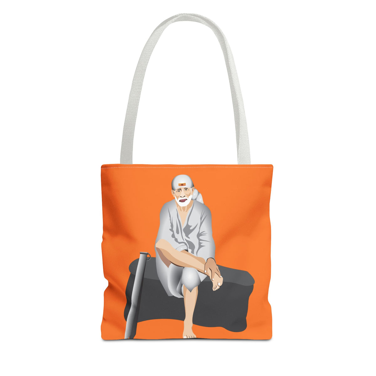 Sai Baba Tote Bag, Religious Shopper Bag, Guru Printed Carryall, Spiritual Shoulder Tote, Holy Canvas Handbag, Indian Deity Market Tote, - Ira World Art LLC